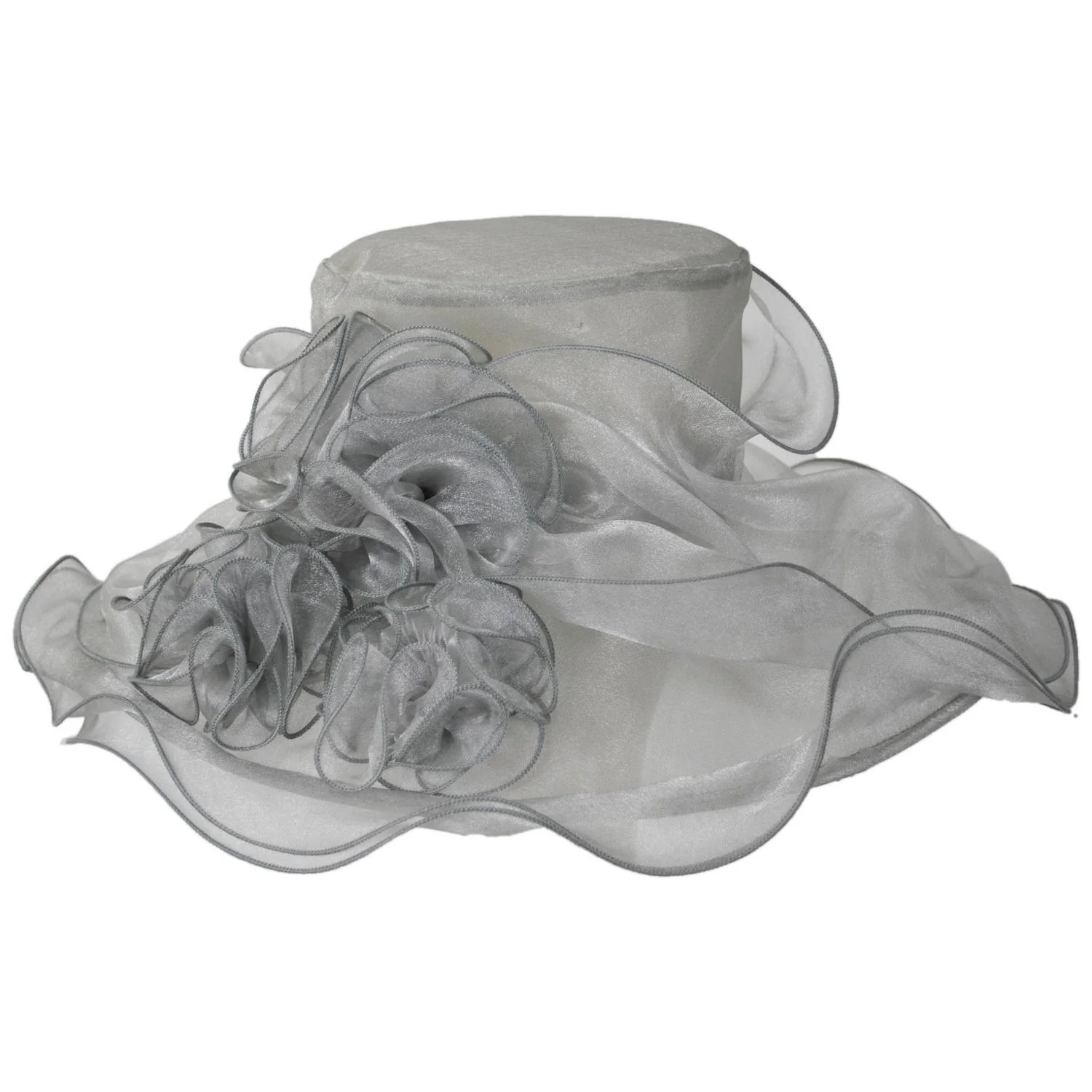 3 Flower Organza Boater Dress Hat