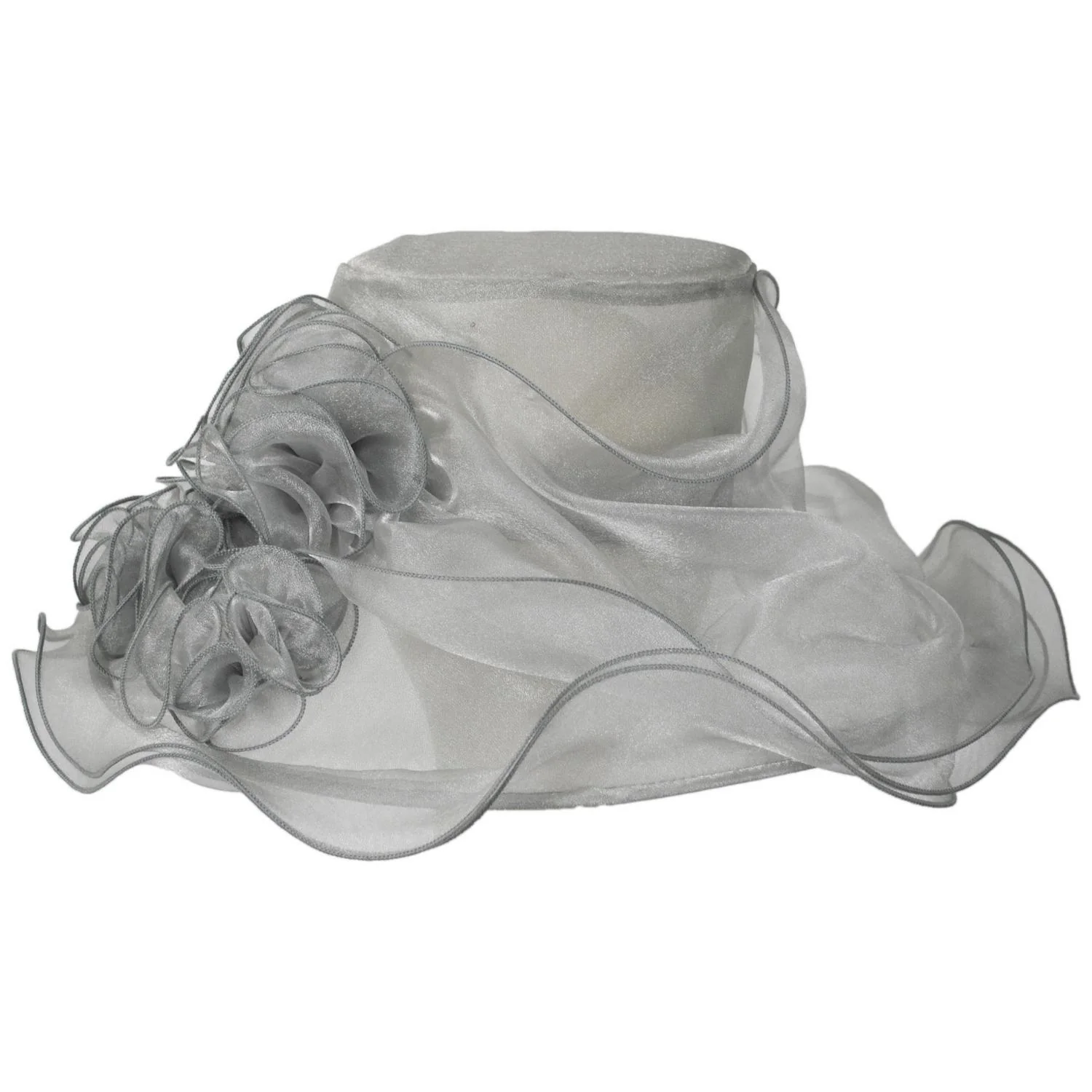 3 Flower Organza Boater Dress Hat - Image 2
