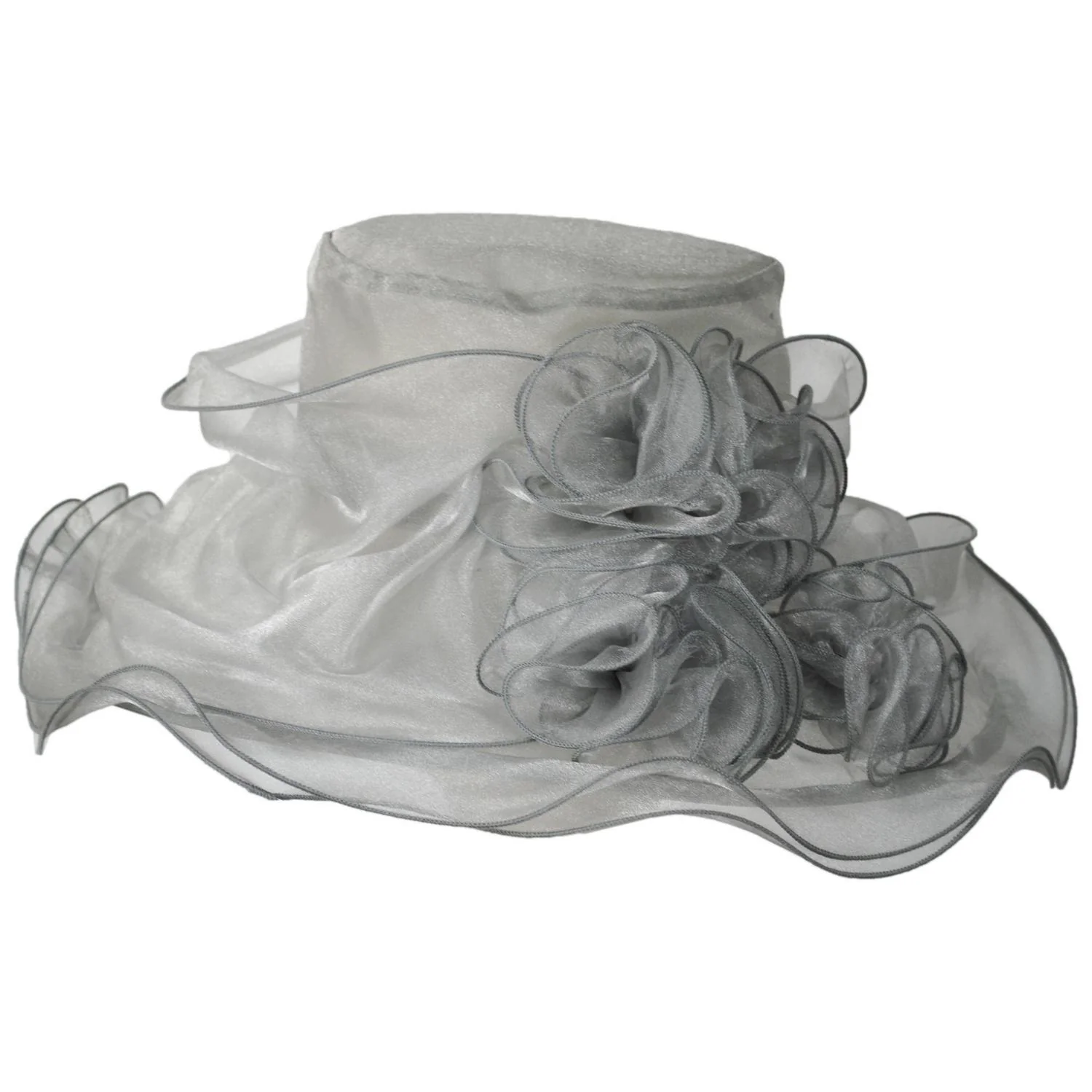 3 Flower Organza Boater Dress Hat - Image 3