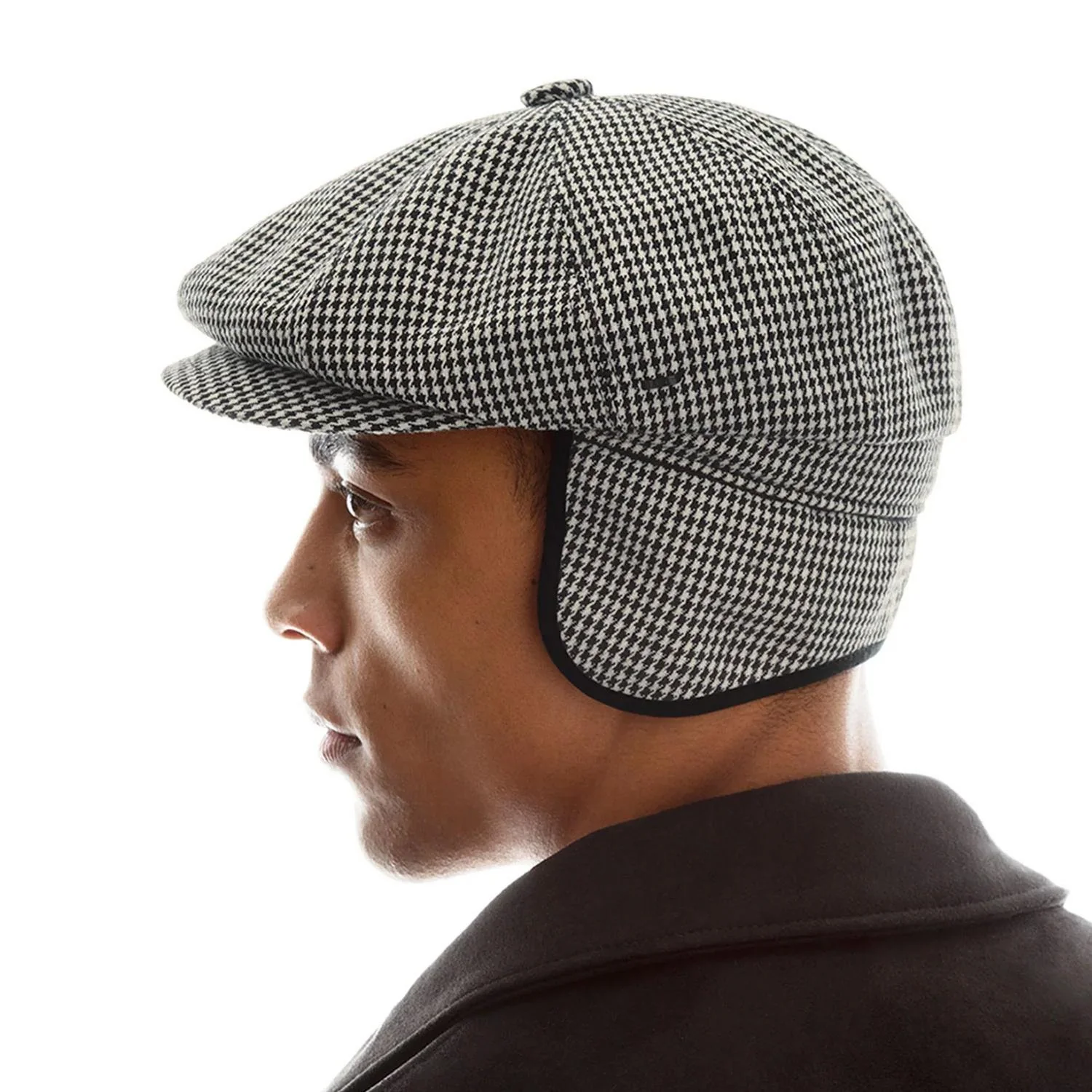 Atlas Houndstooth Earflap Newsboy Cap - Image 7