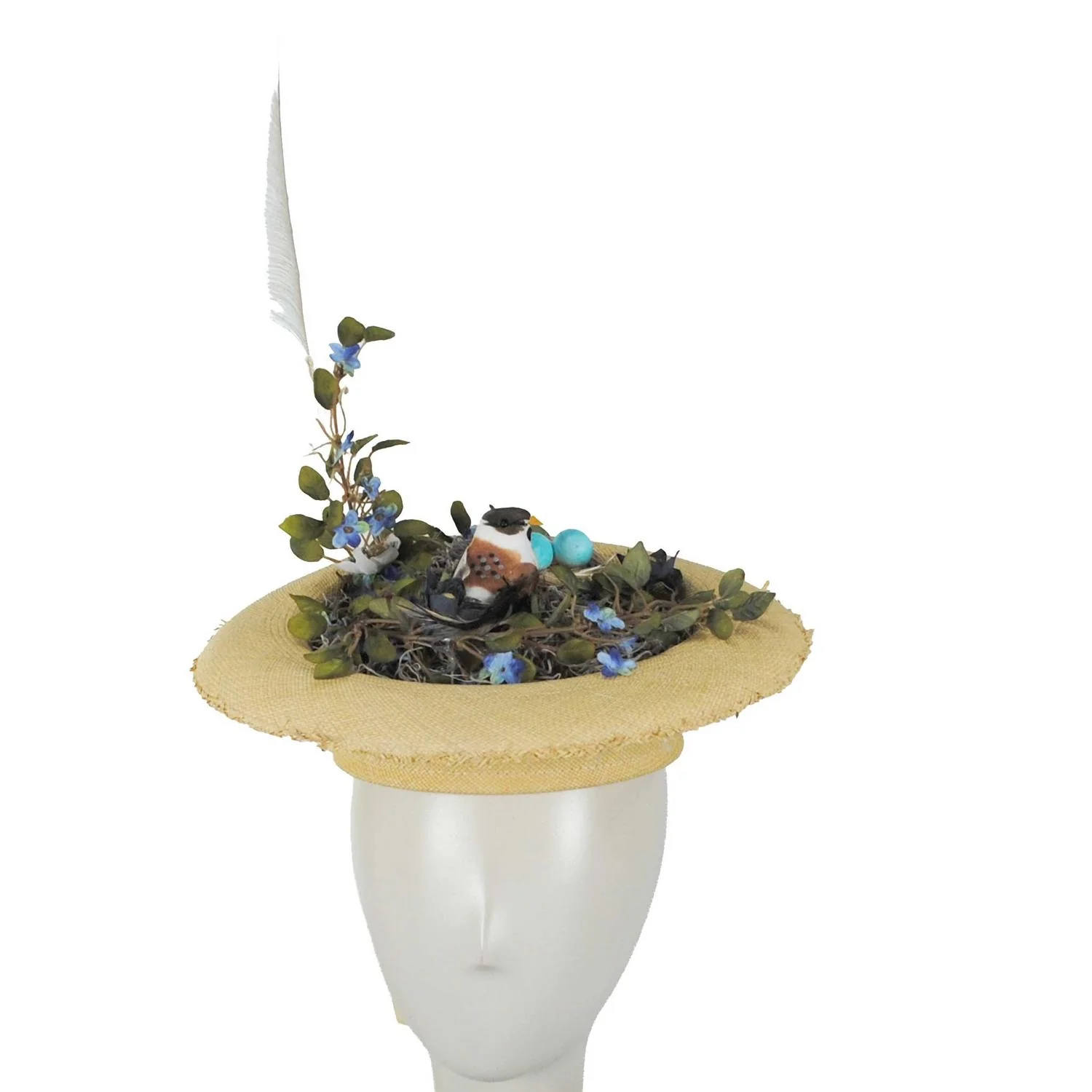 Bird's Nest Panama Straw Fascinator Dress Hat - Image 2