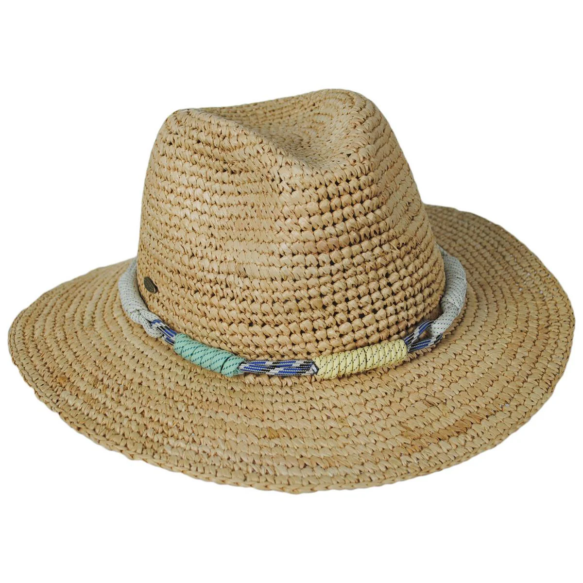 Calla Crochet Raffia Straw Safari Fedora Hat