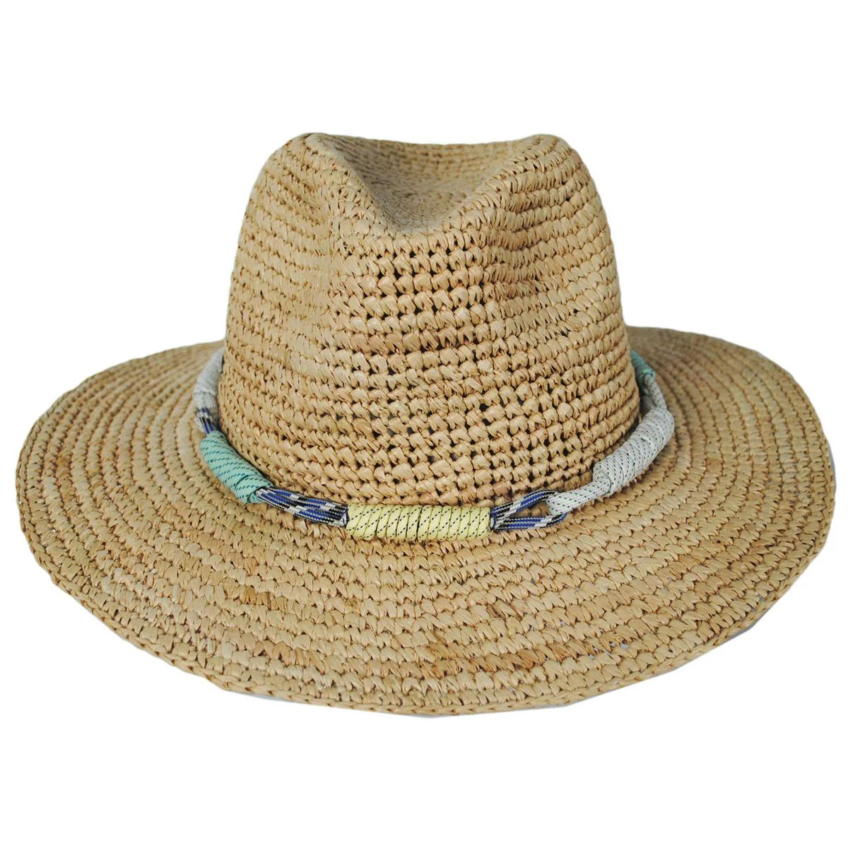 Calla Crochet Raffia Straw Safari Fedora Hat - Image 2
