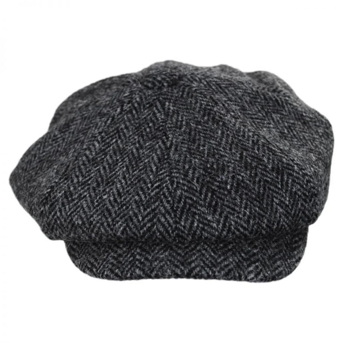 Carloway Harris Tweed Wool Herringbone Newsboy Cap - Grey - Image 2