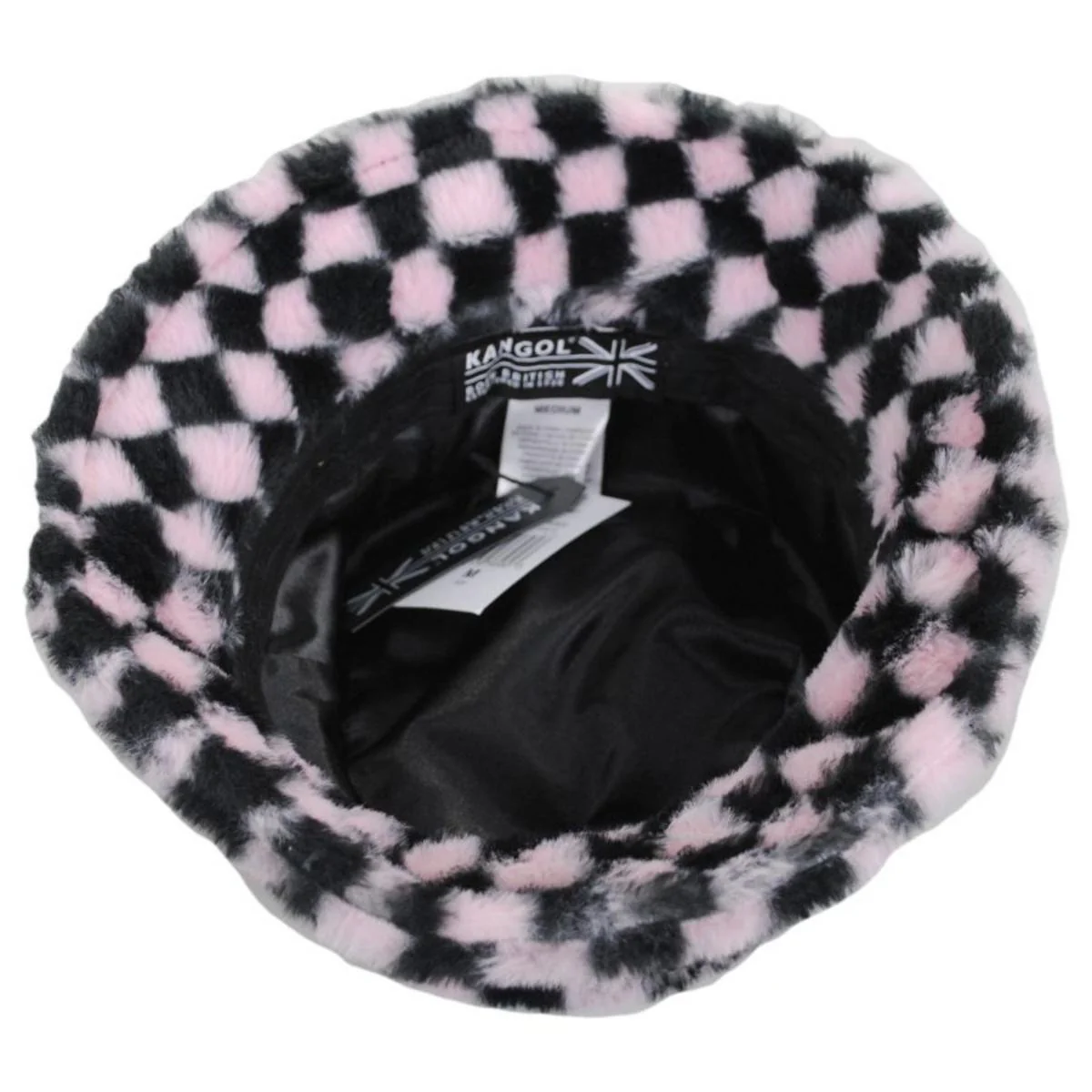 Checkerboard Faux Fur Bucket Hat - Image 4