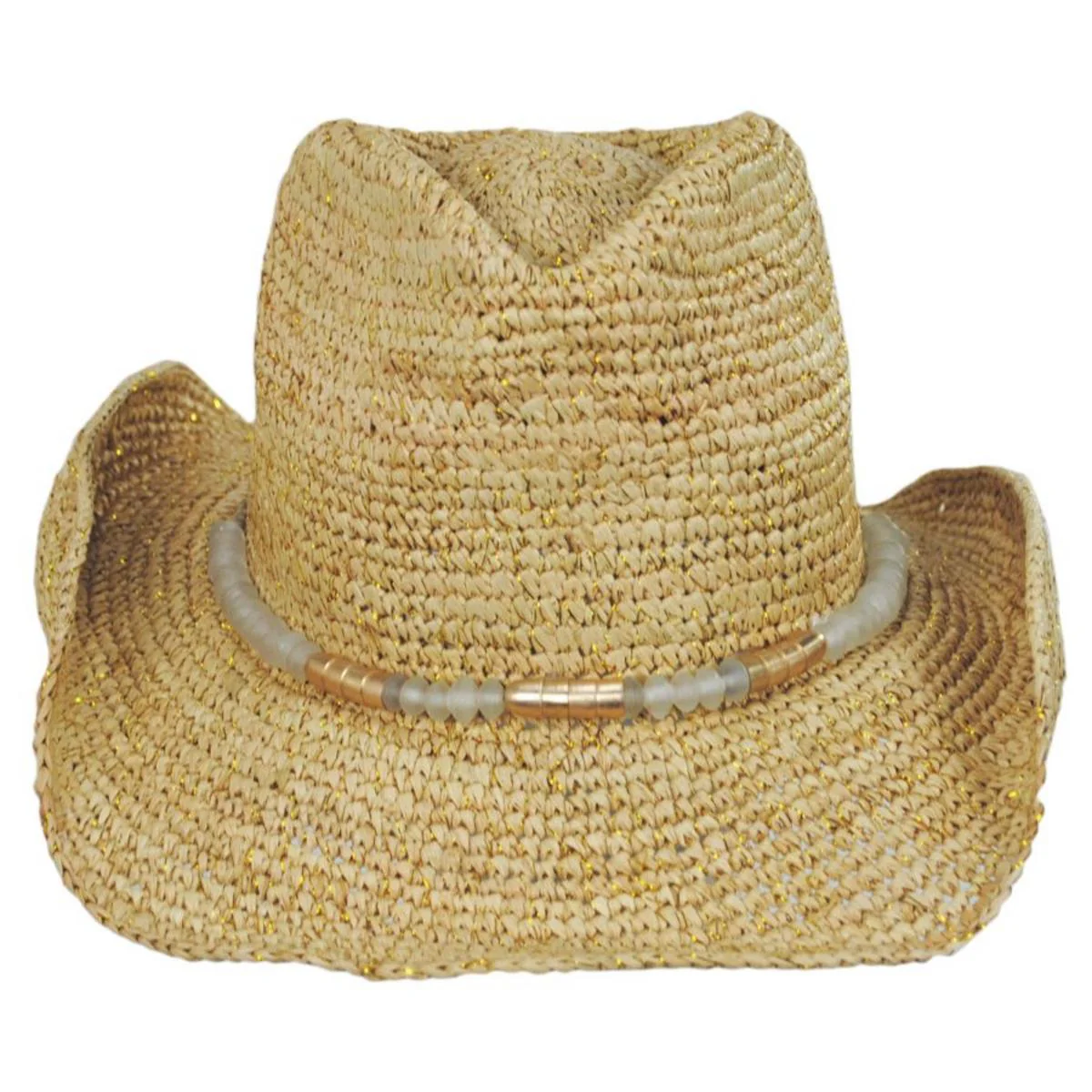 Chrysta Raffia Crochet Straw Western Hat - Image 3