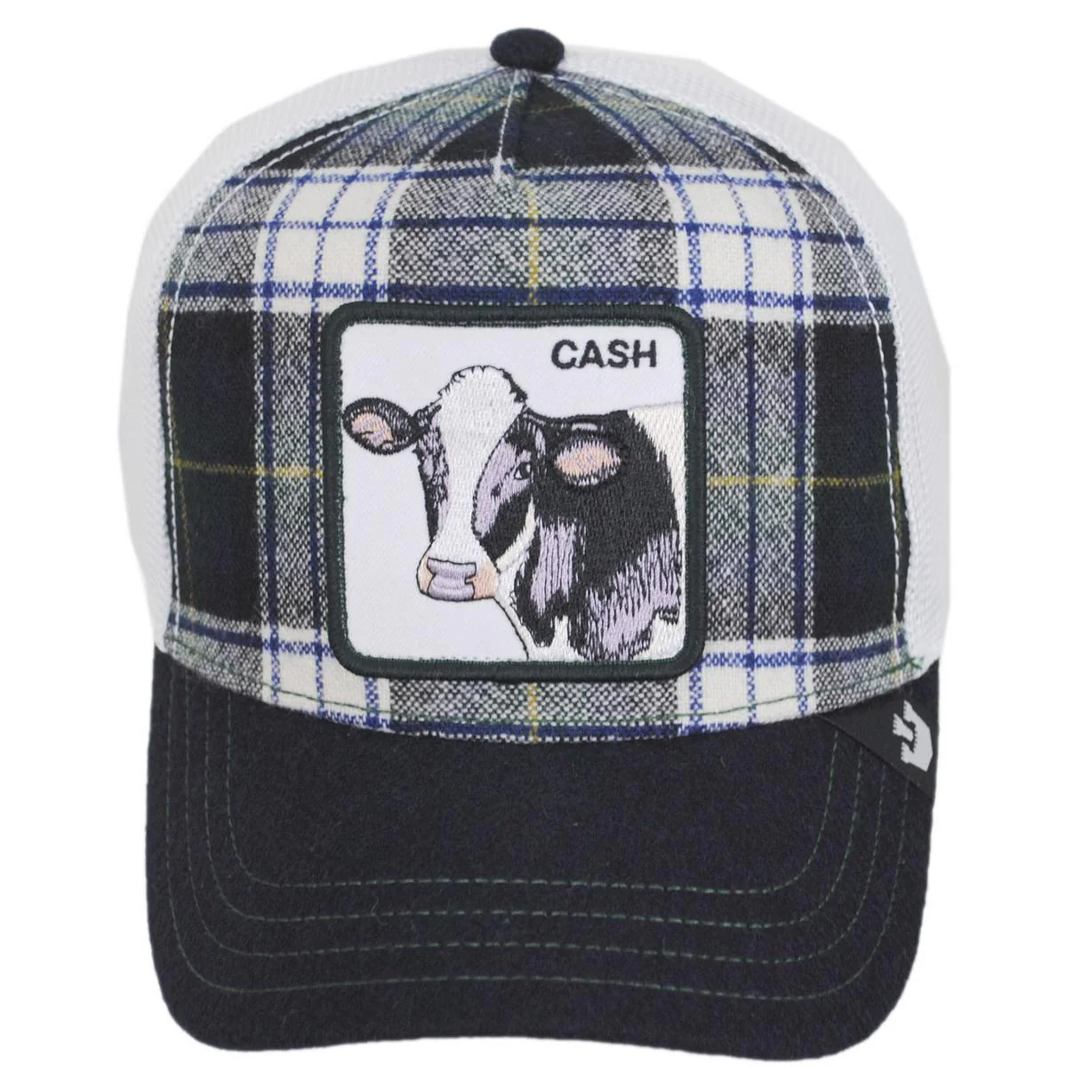 Cow British Plaid Mesh Trucker Snapback Baseball Cap - Image 2