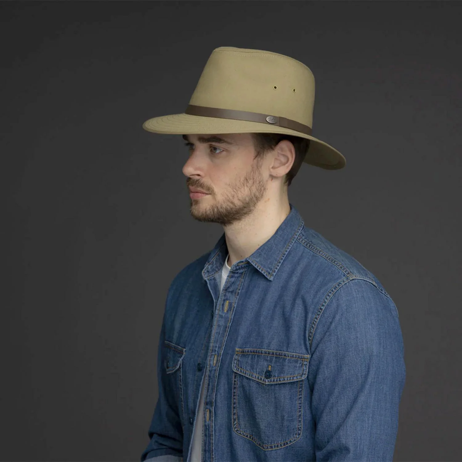 Dalton Cotton Blend Rain Safari Fedora Hat - Image 8