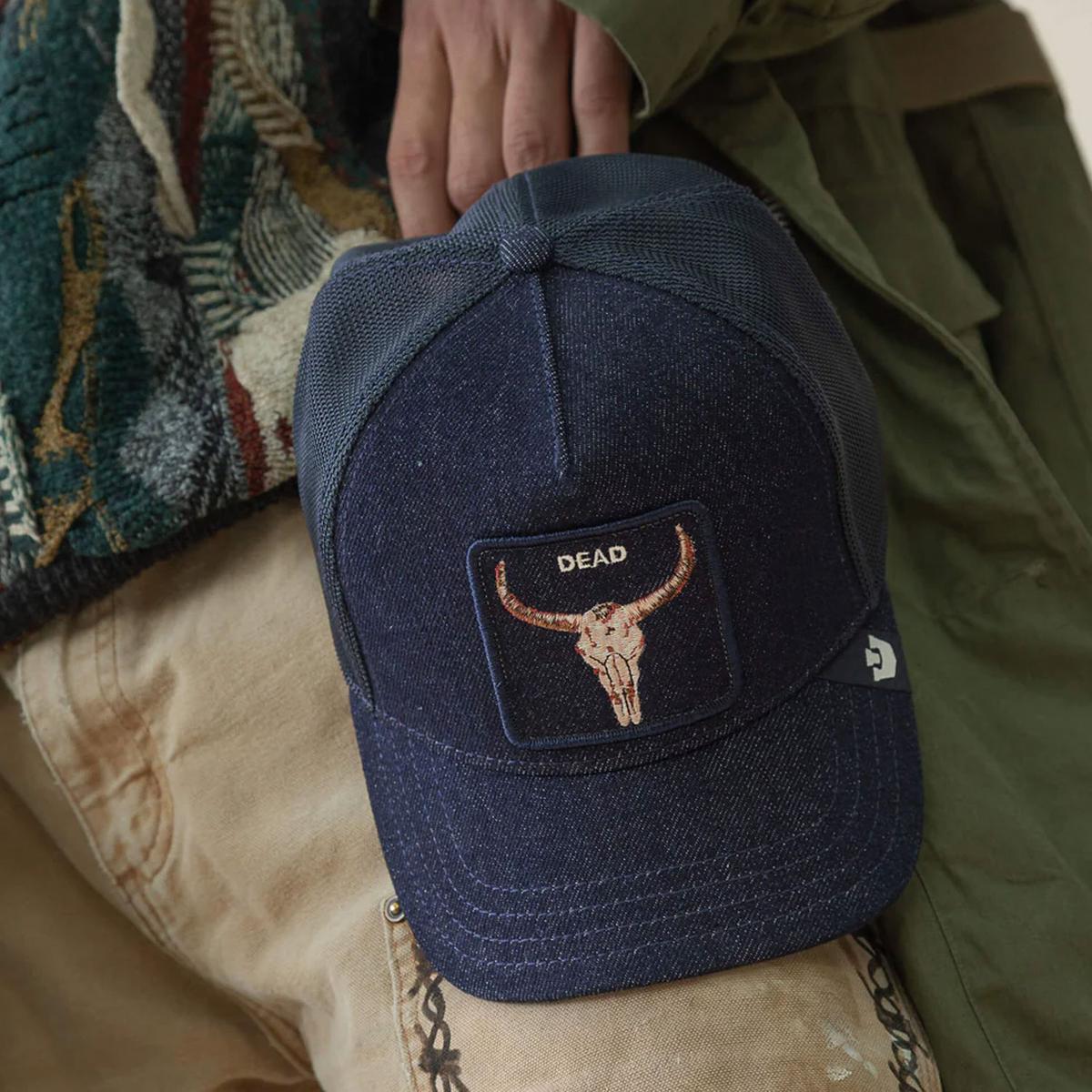 Dead Denim Mesh Trucker Snapback Baseball Cap - Image 6