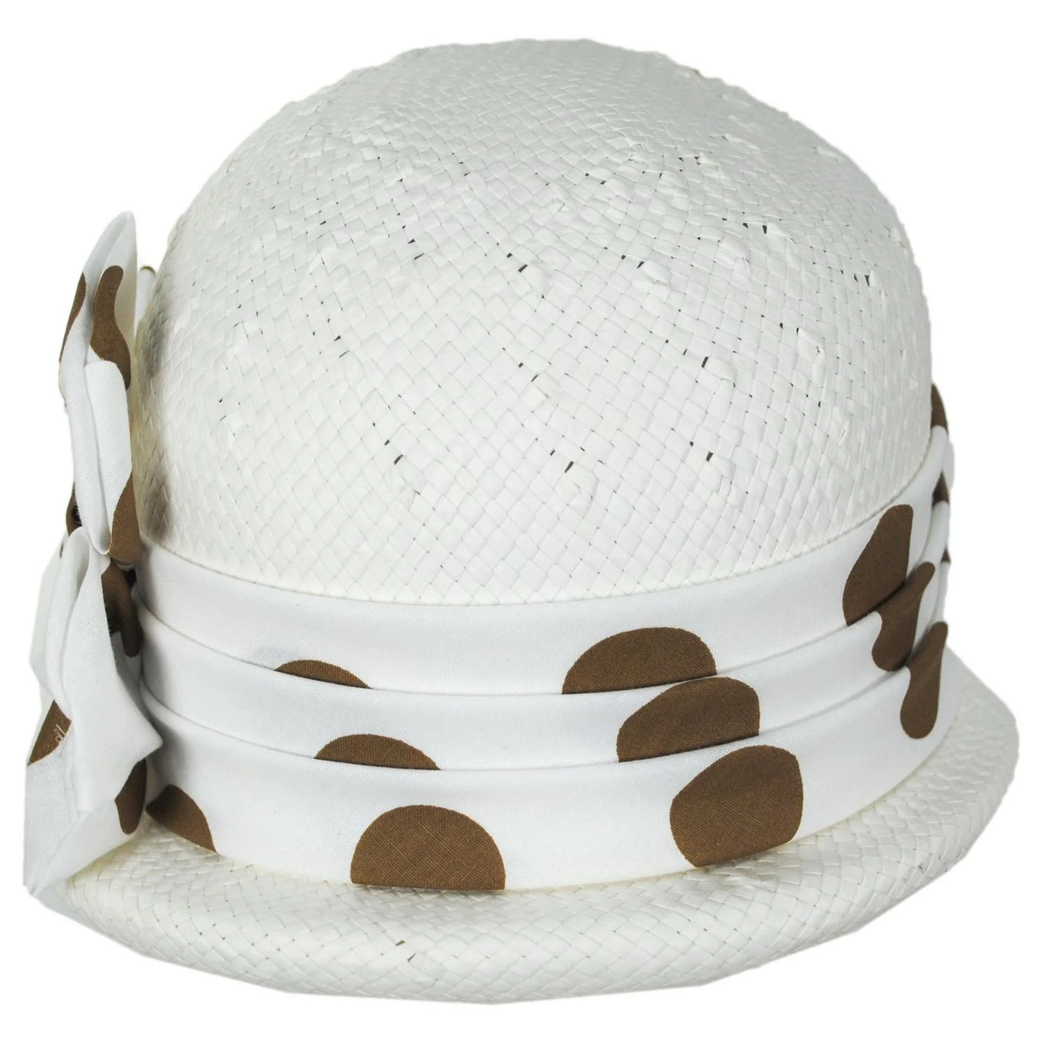 Double Bow Polka Dot Toyo Straw Cloche Hat - Image 2