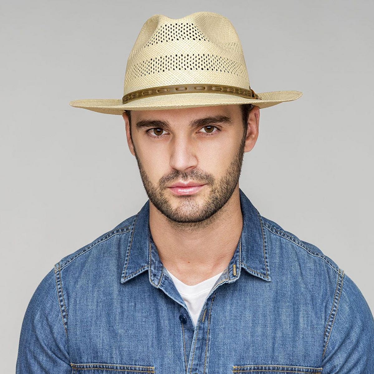 Ezra Vented Panama Straw Fedora Hat - Image 2