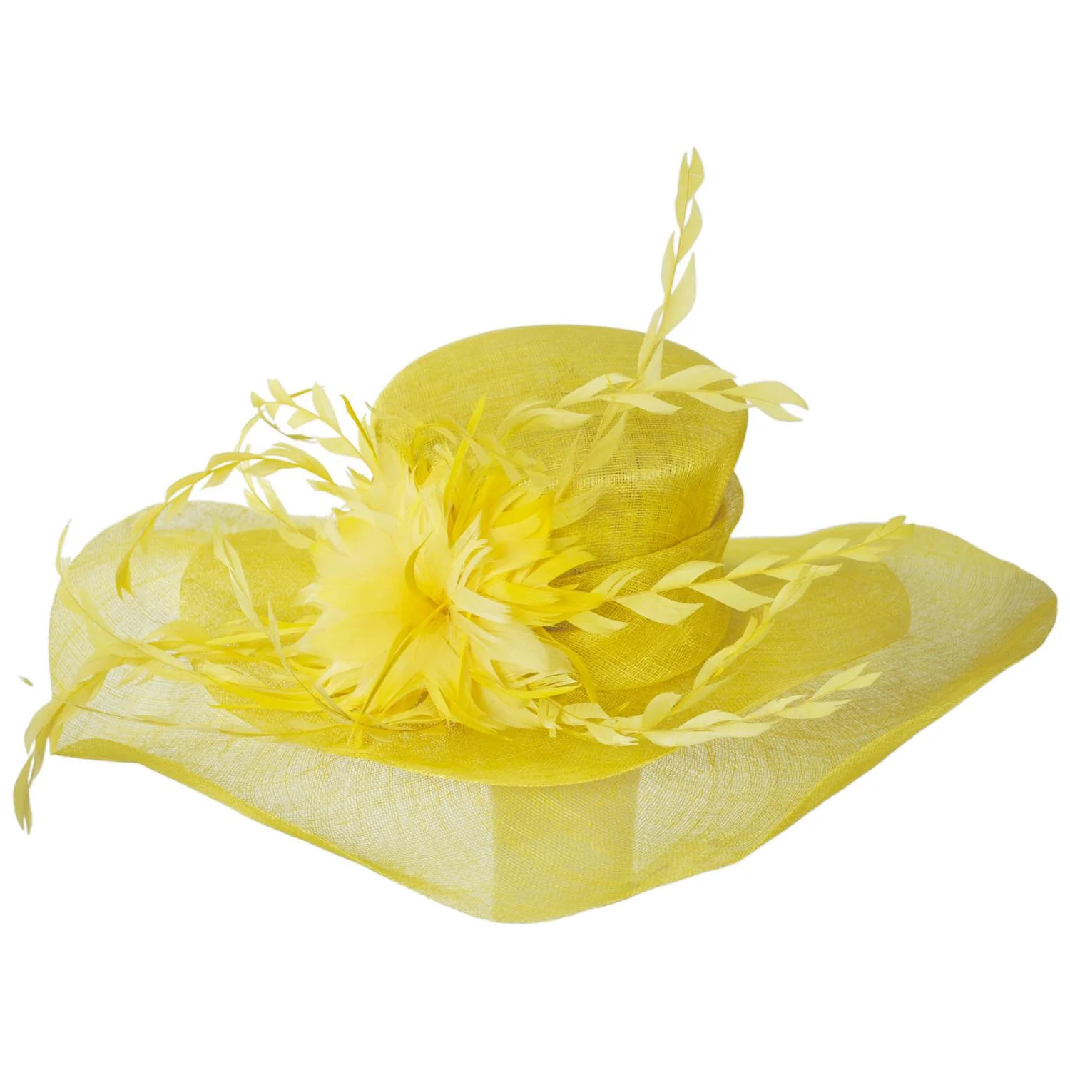 Feather Flower Sinamay Straw Boater Dress Hat - Image 2