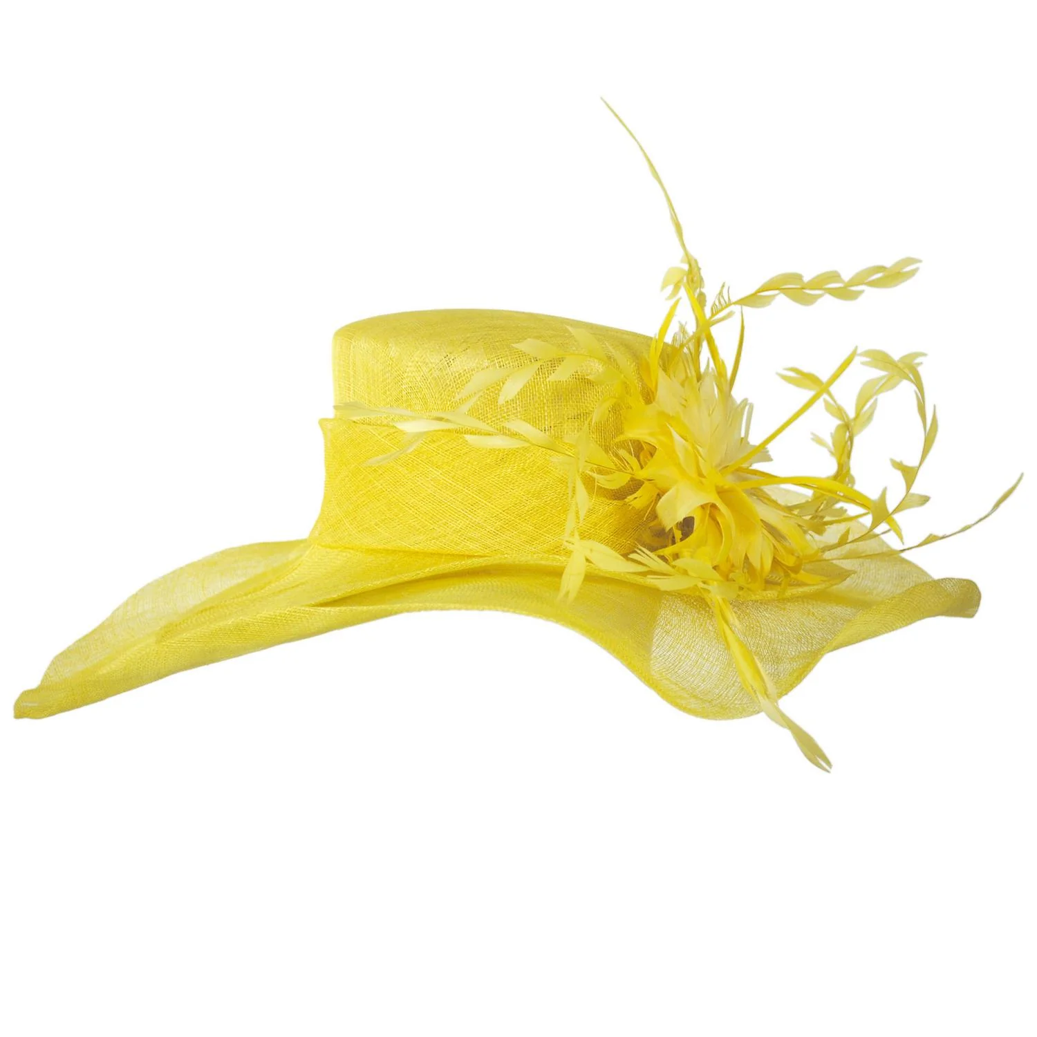 Feather Flower Sinamay Straw Boater Dress Hat - Image 3