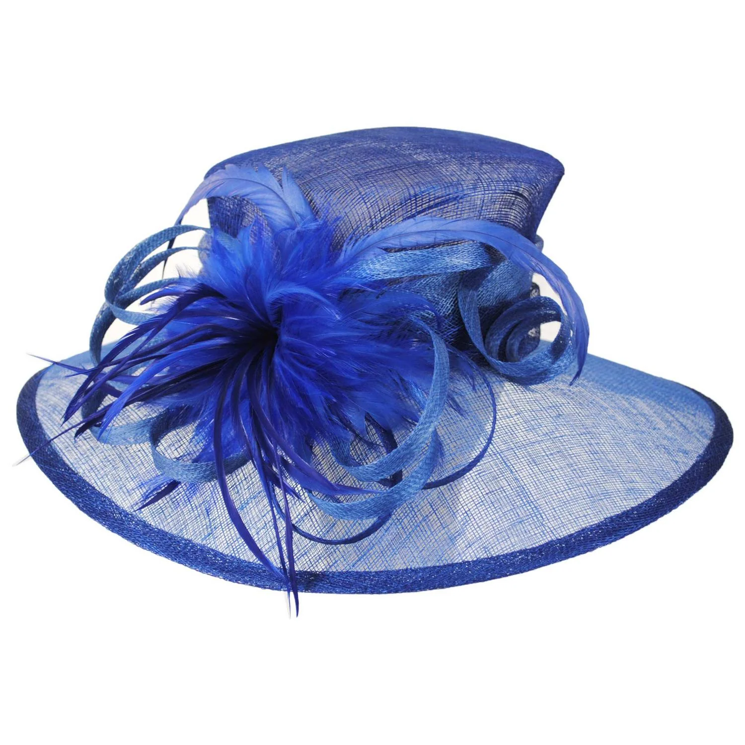 Feather Flower Sinamay Straw Downbrim Dress Hat