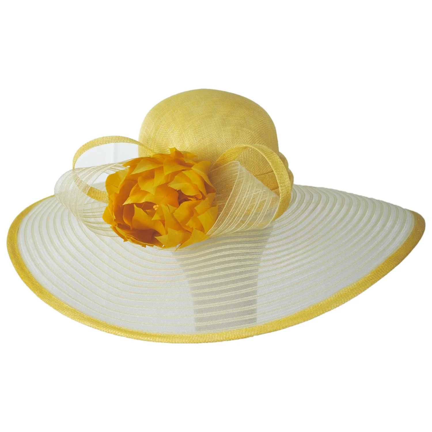 Feather Flower Sinamay Straw & Horsehair Swinger Dress Hat - Image 2
