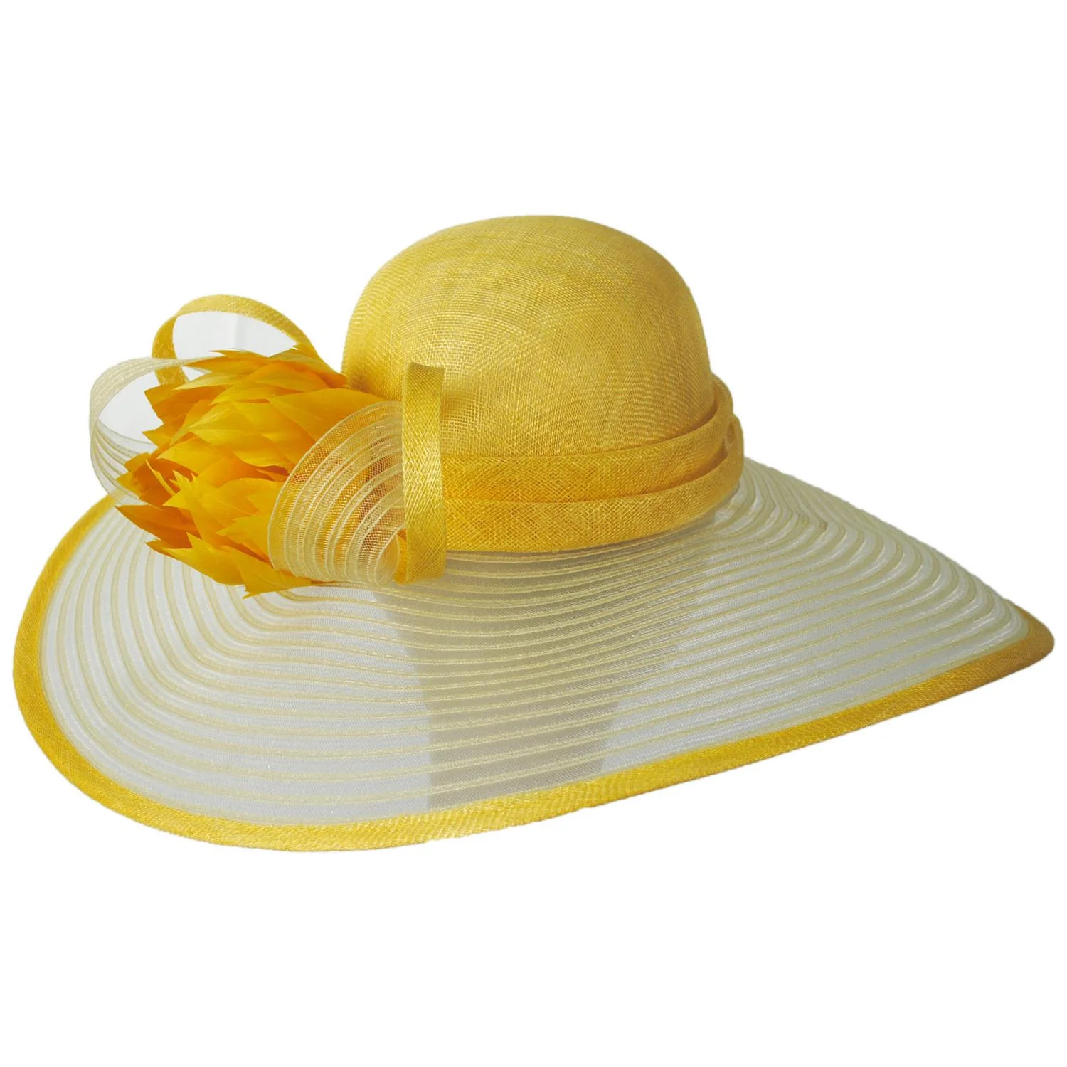 Feather Flower Sinamay Straw & Horsehair Swinger Dress Hat - Image 3