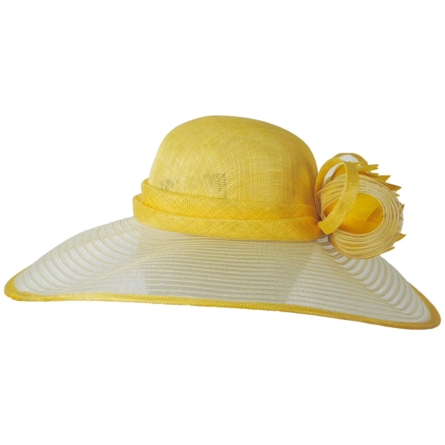 Feather Flower Sinamay Straw & Horsehair Swinger Dress Hat - Image 4
