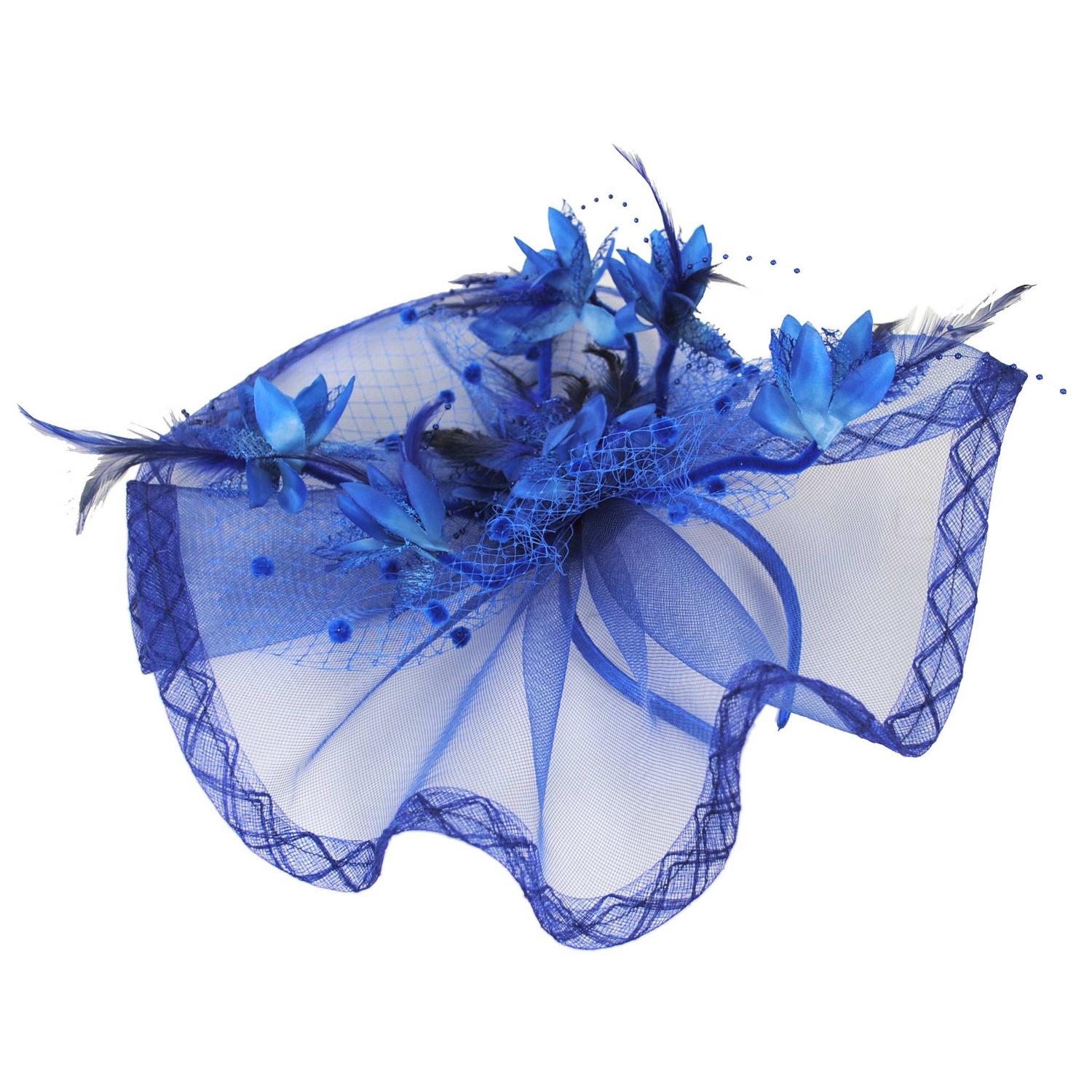 Floral Feathered Mesh Fascinator Hat