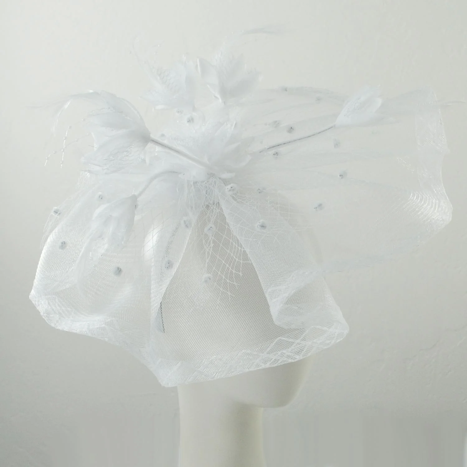 Floral Feathered Mesh Fascinator Hat - Image 11