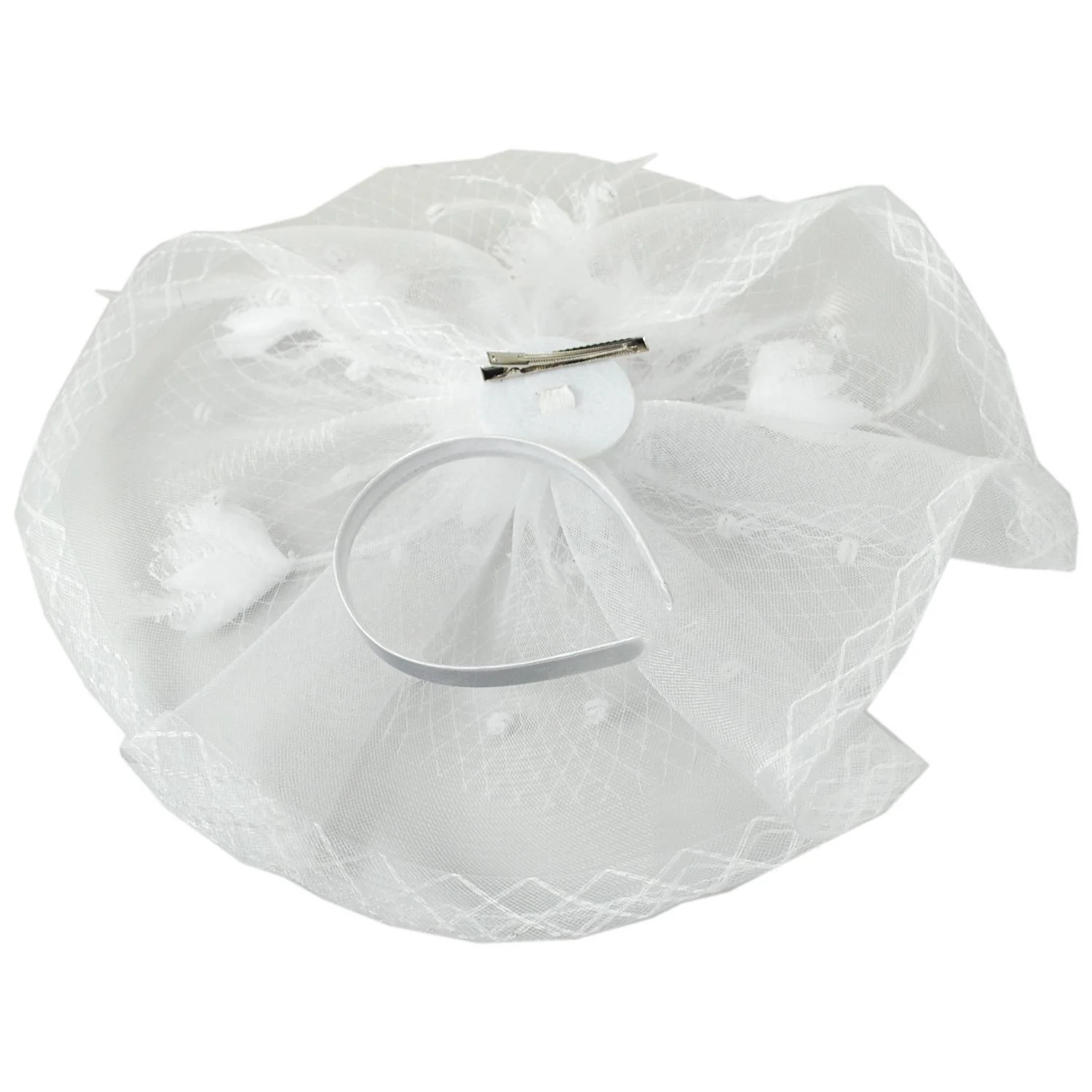 Floral Feathered Mesh Fascinator Hat - Image 12