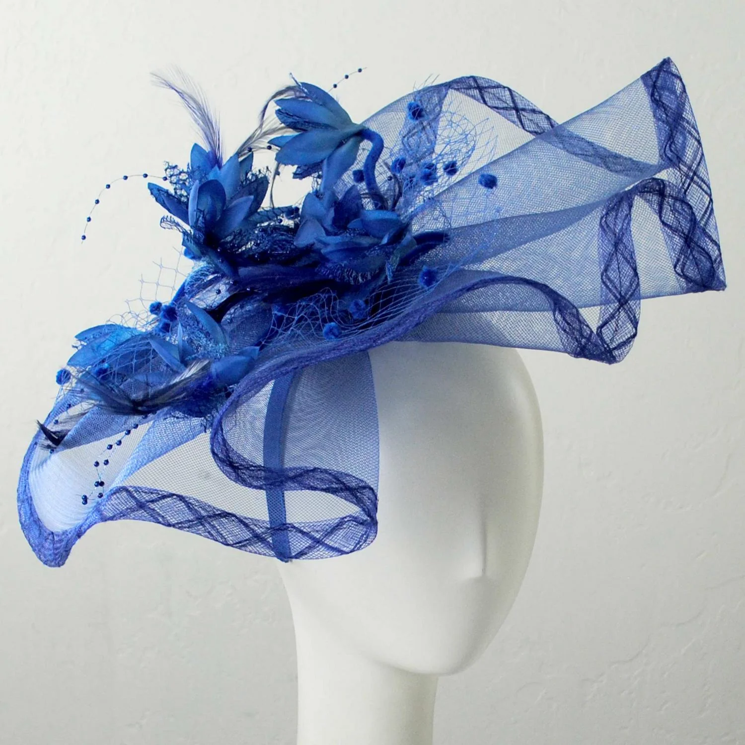 Floral Feathered Mesh Fascinator Hat - Image 2