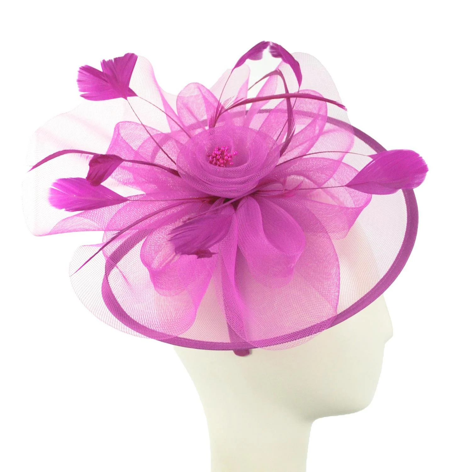 Floral Mesh and Ribbon Fascinator Hat - Image 7