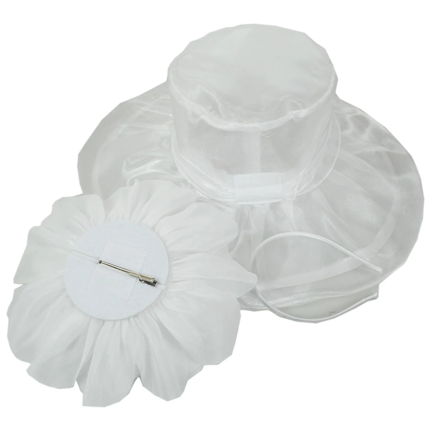 Flower Clip Organza Dress Hat - Image 14
