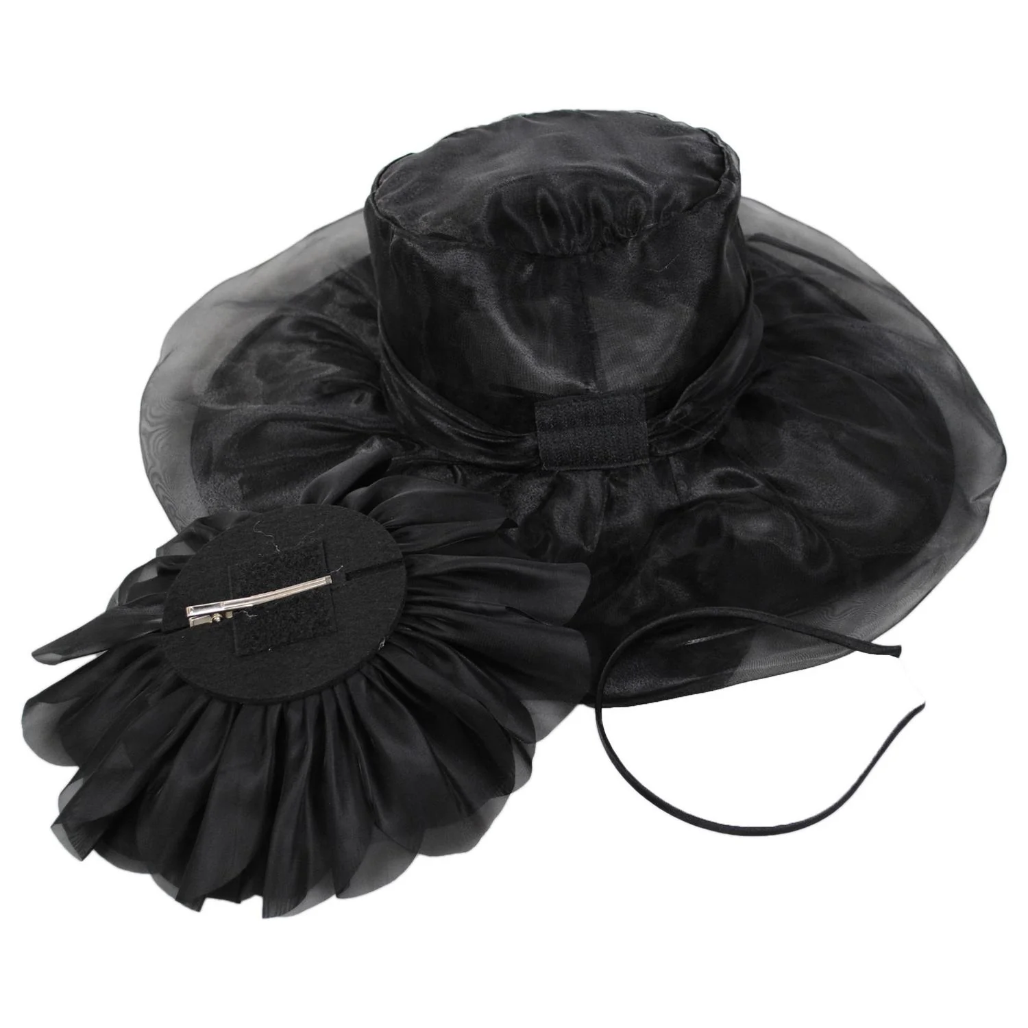 Flower Clip Organza Dress Hat - Image 27