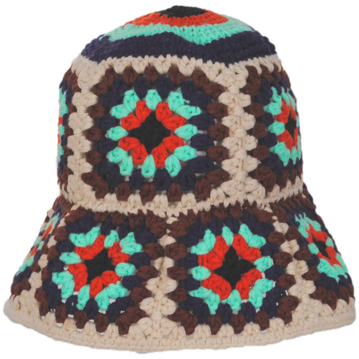 Granny Square Crochet Knit Bucket Hat - Image 2