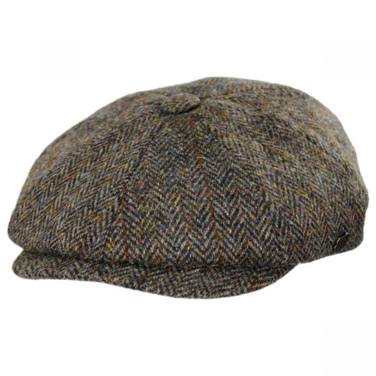Harris Tweed Overcheck Herringbone Wool Newsboy Cap - Image 5