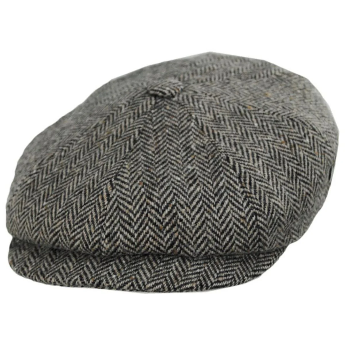Herringbone Donegal Tweed Wool Newsboy Cap