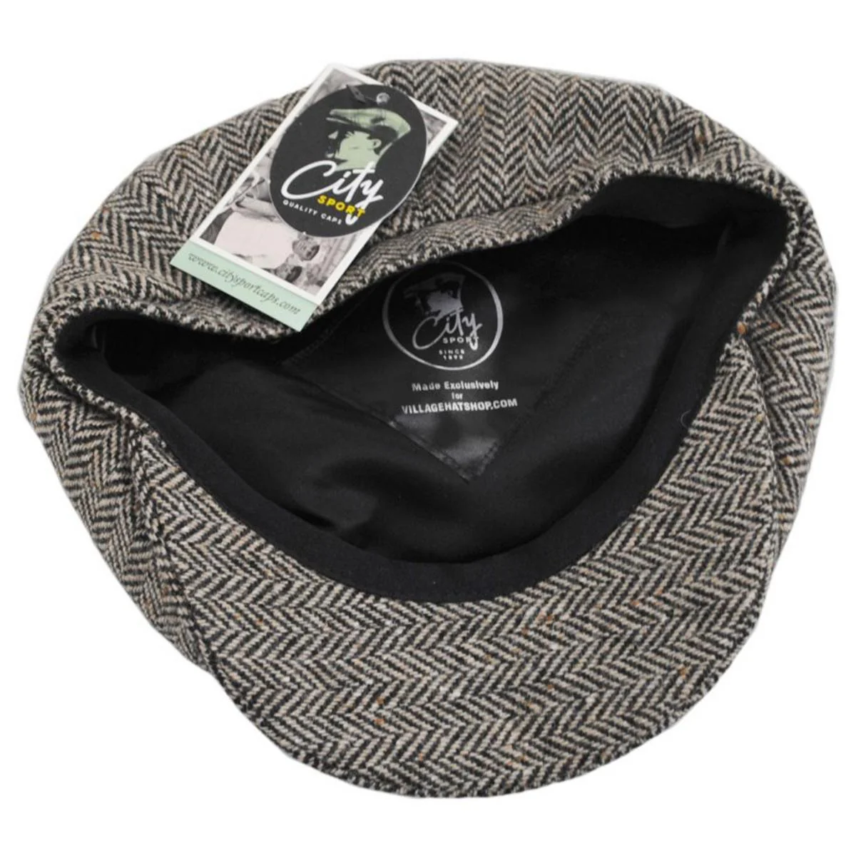 Herringbone Donegal Tweed Wool Newsboy Cap - Image 4