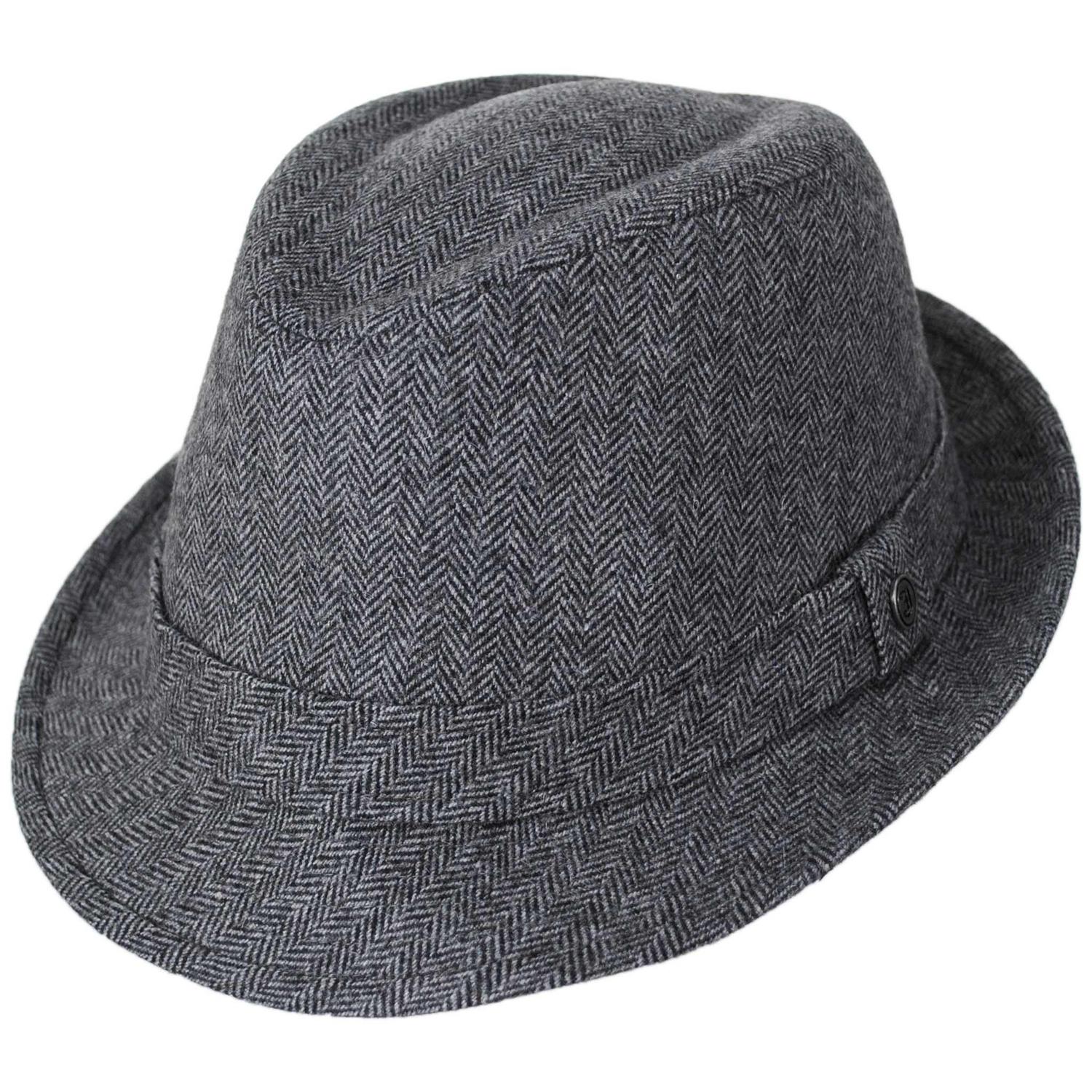 Herringbone Wool Trilby Fedora Hat