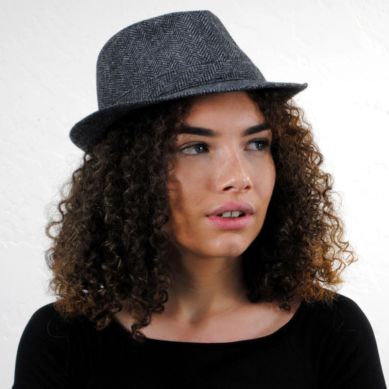 Herringbone Wool Trilby Fedora Hat - Image 8