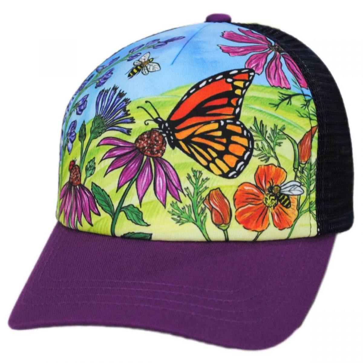 Kid's Butterfly and Bees Trucker Snapback Baseball Cap