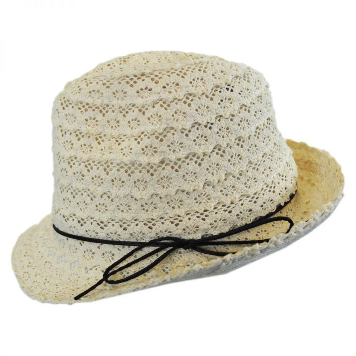 Kid's Cotton Lace Fedora Hat - Image 3