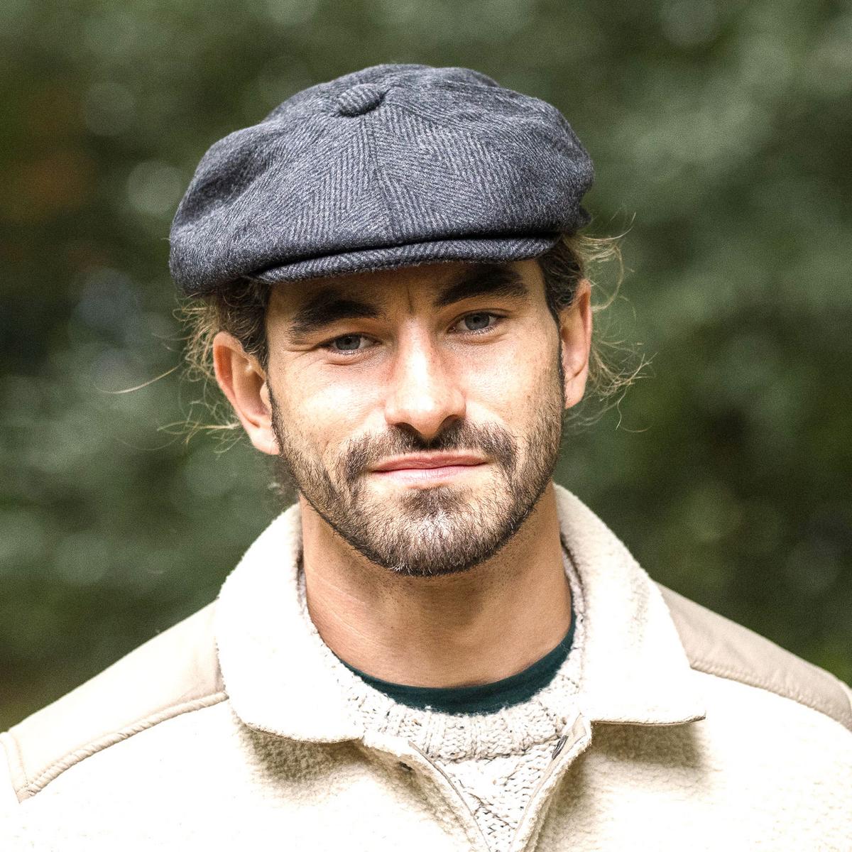 Large Herringbone Wool Blend Newsboy Cap - Image 2