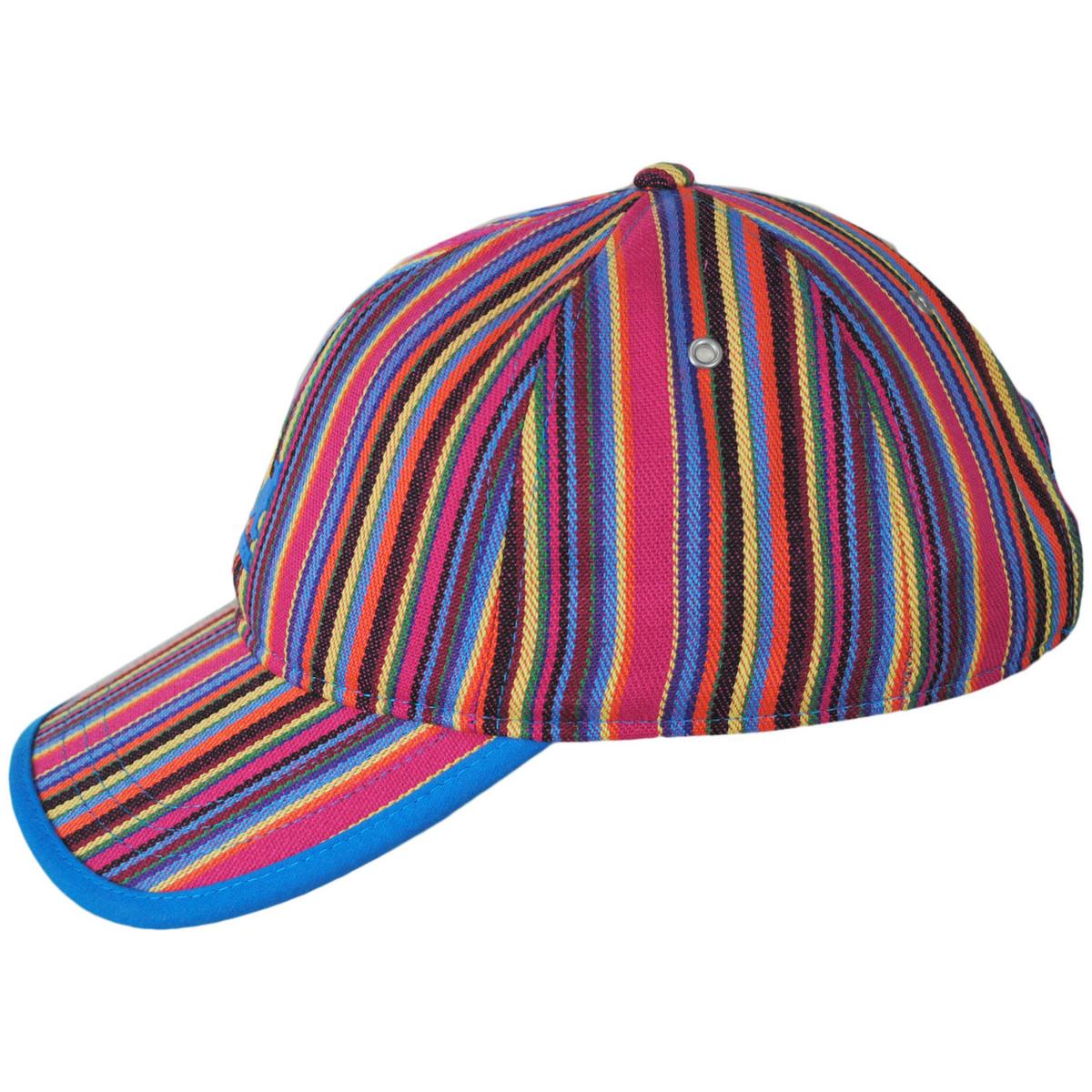 Multi Color Stripe Polyester Blend Strapback Baseball Cap - Image 3