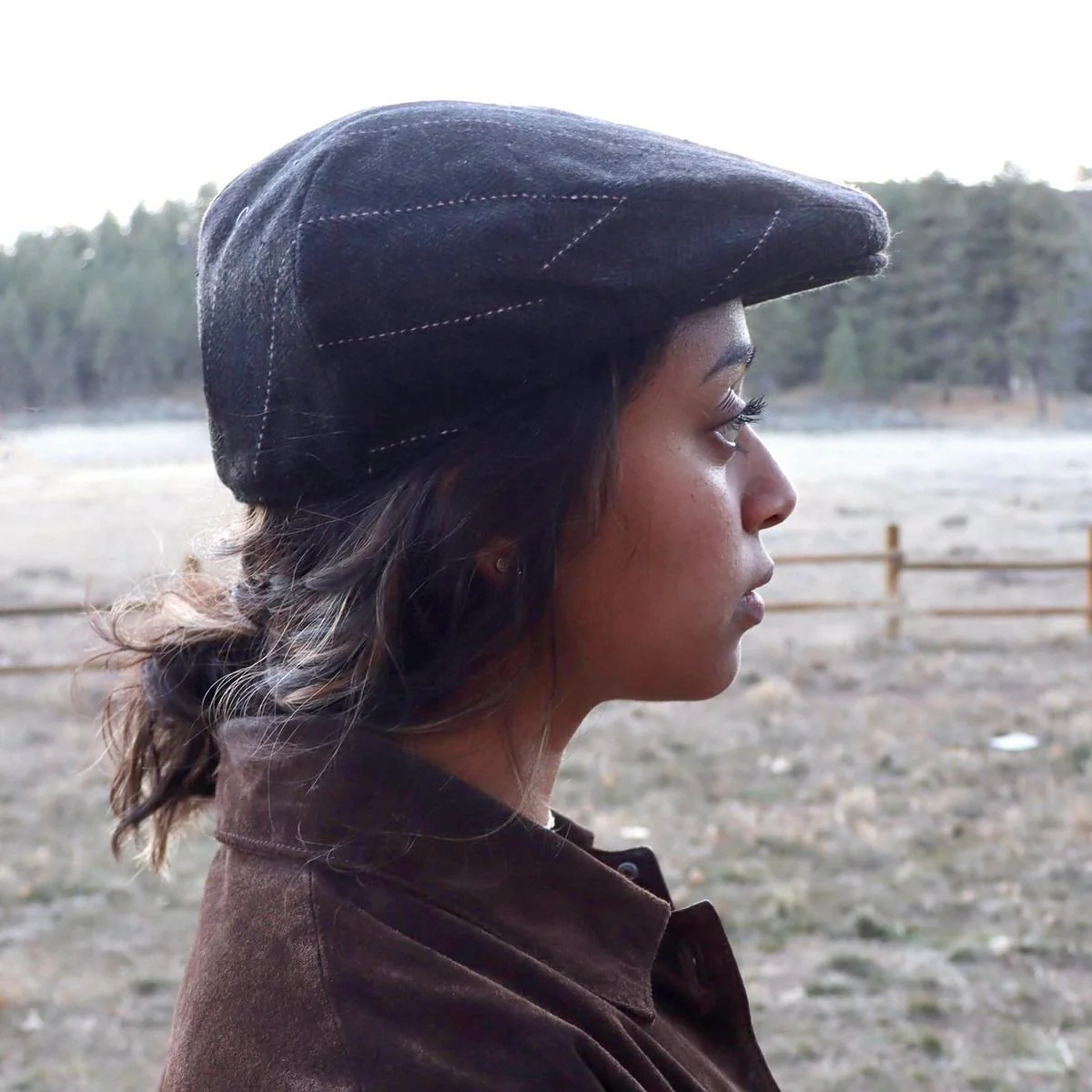 Negroni Herringbone Plaid Wool Blend Ivy Cap - Image 3
