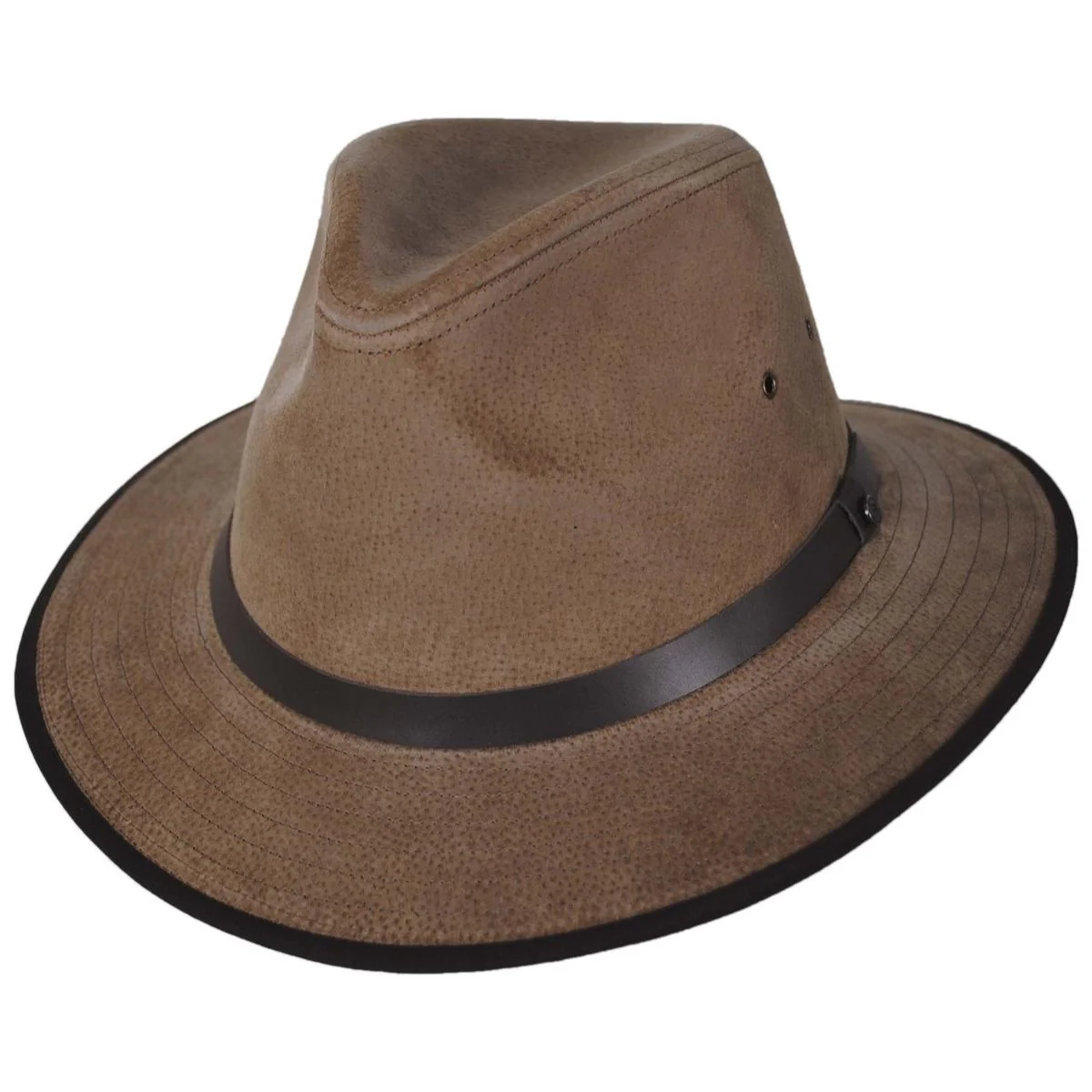 Nubuck Leather Safari Fedora Hat