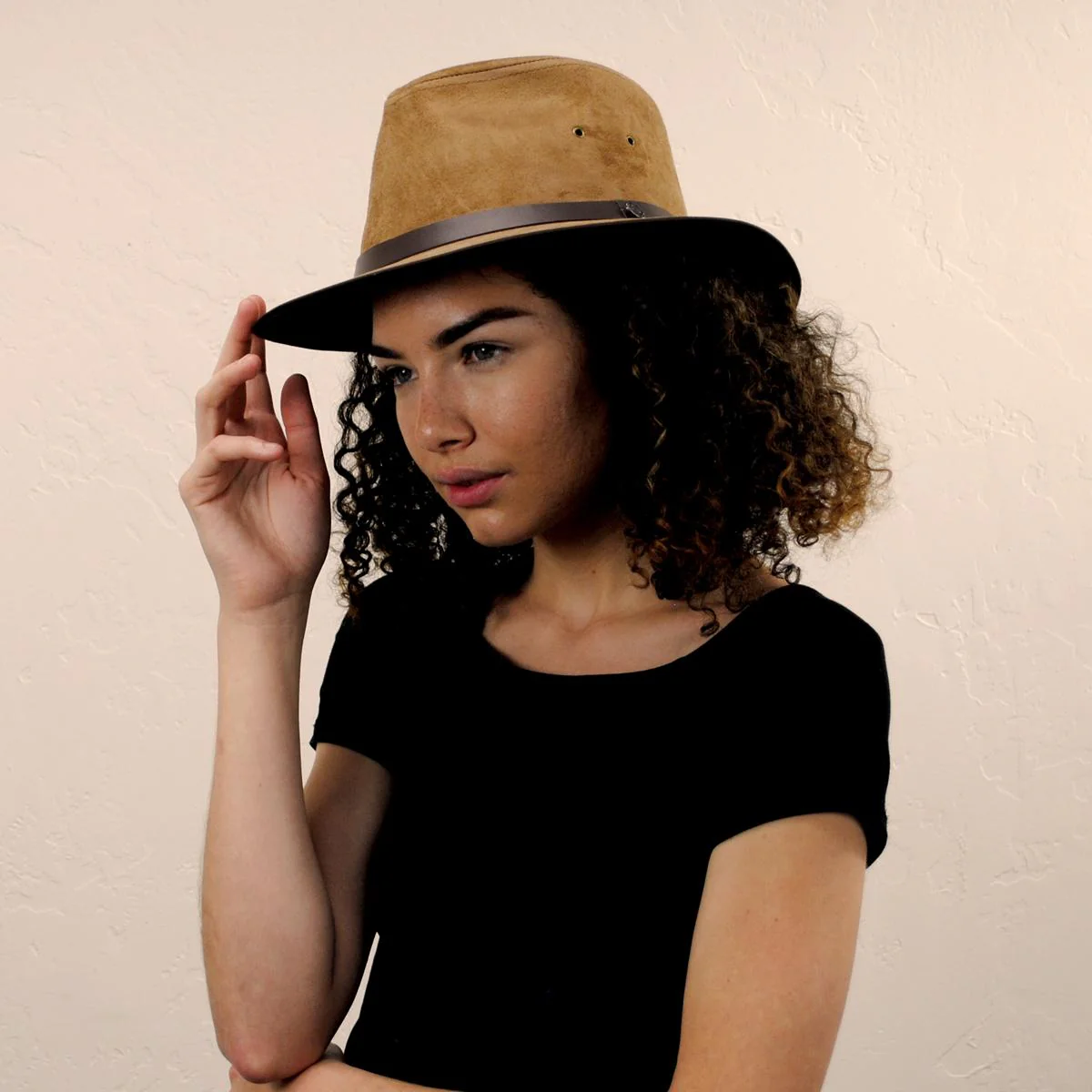 Nubuck Leather Safari Fedora Hat - Image 9