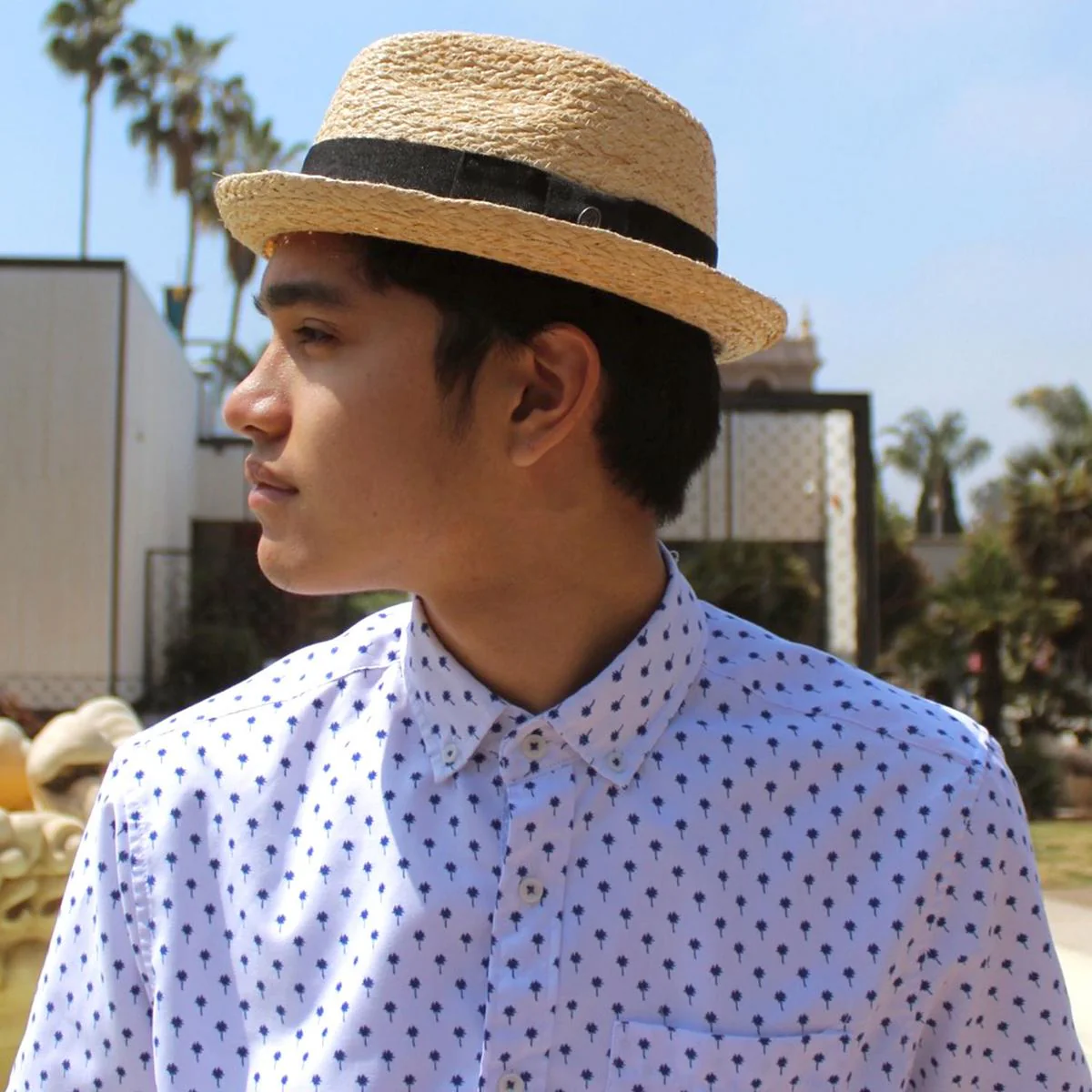 Oceanside Raffia Straw Fedora Hat - Image 2