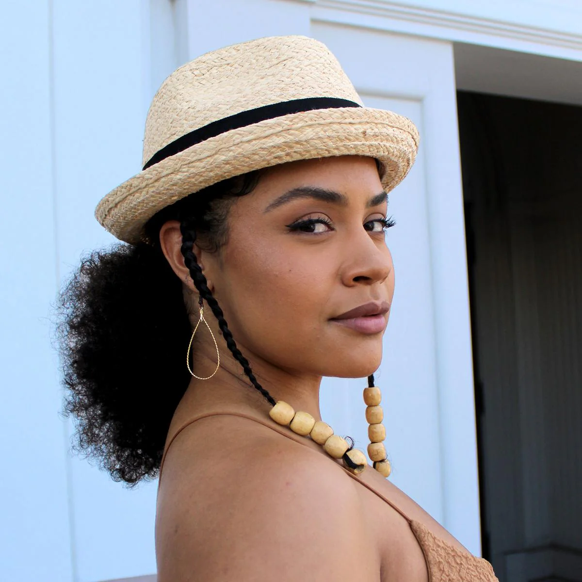Oceanside Raffia Straw Fedora Hat - Image 3