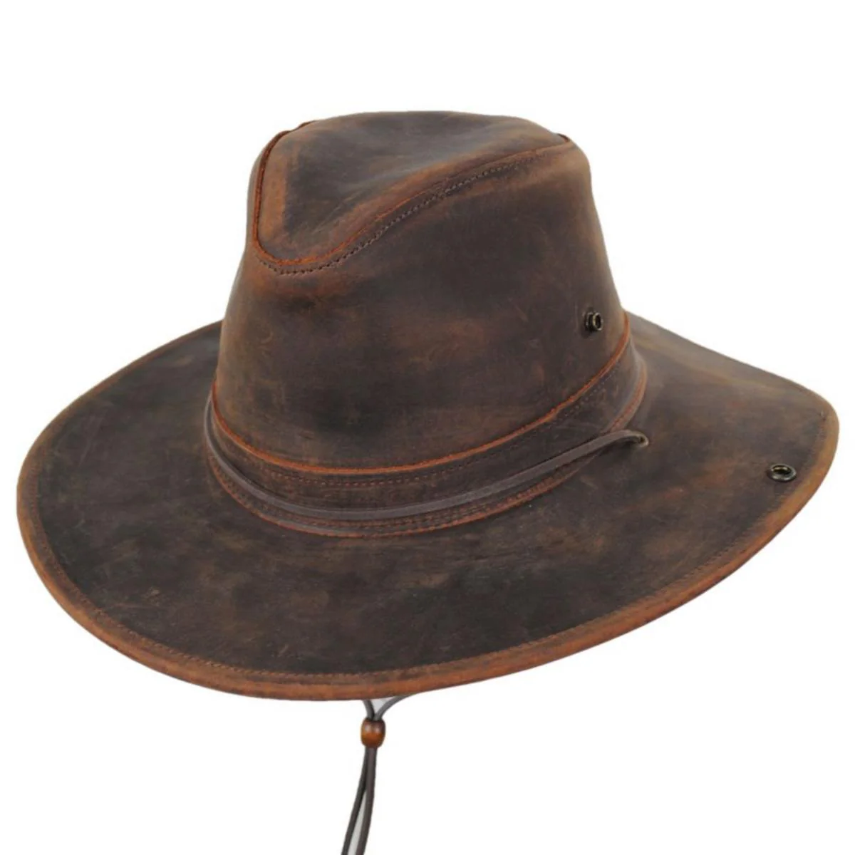 Oiled Leather Aussie Fedora Hat - Image 2