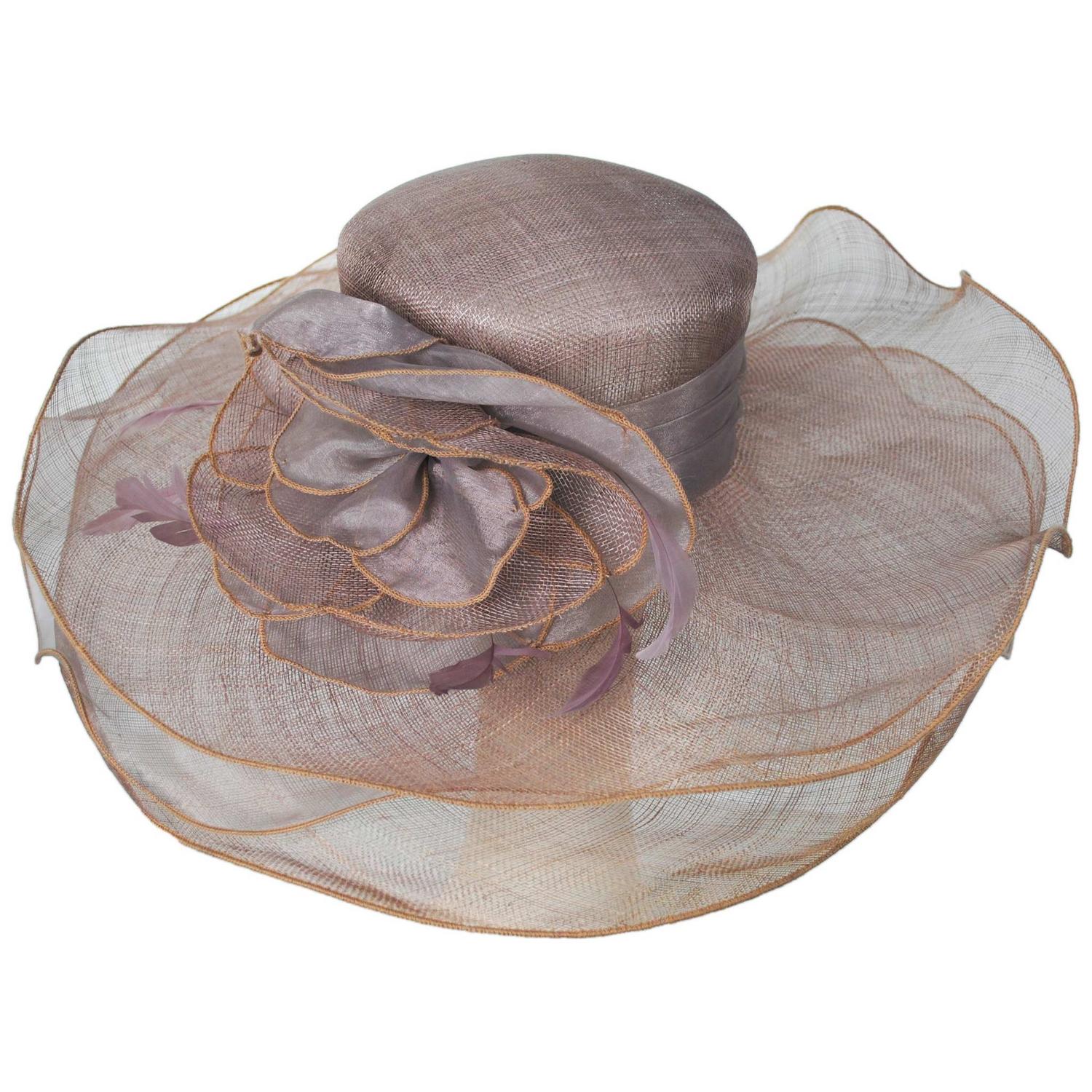 Organza Flower Triple Layer Sinamay Straw Boater Dress Hat
