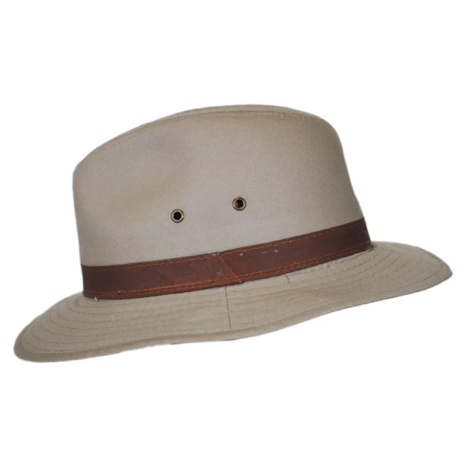 Packable Cotton Twill Safari Fedora Hat - Image 11