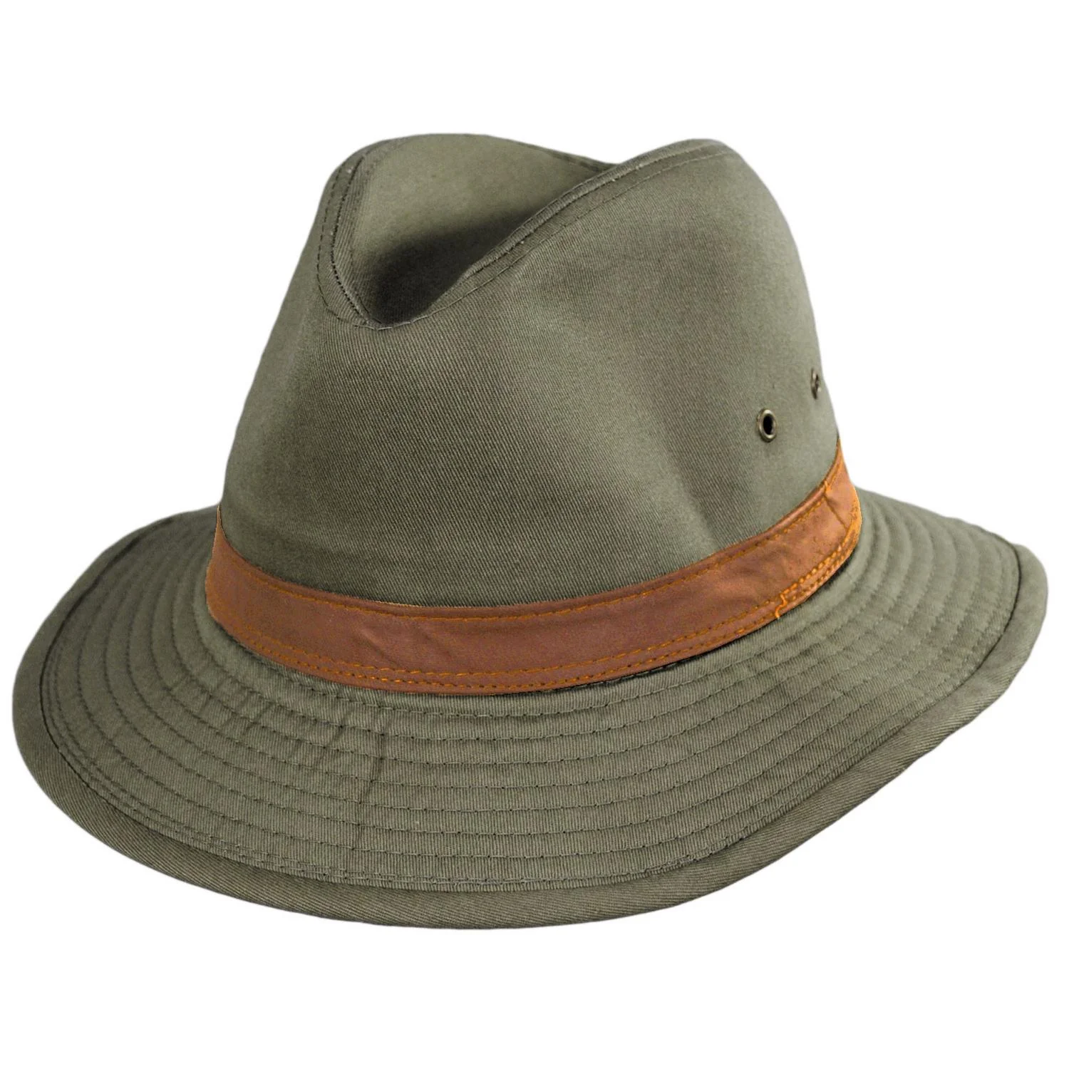 Packable Cotton Twill Safari Fedora Hat - Image 5