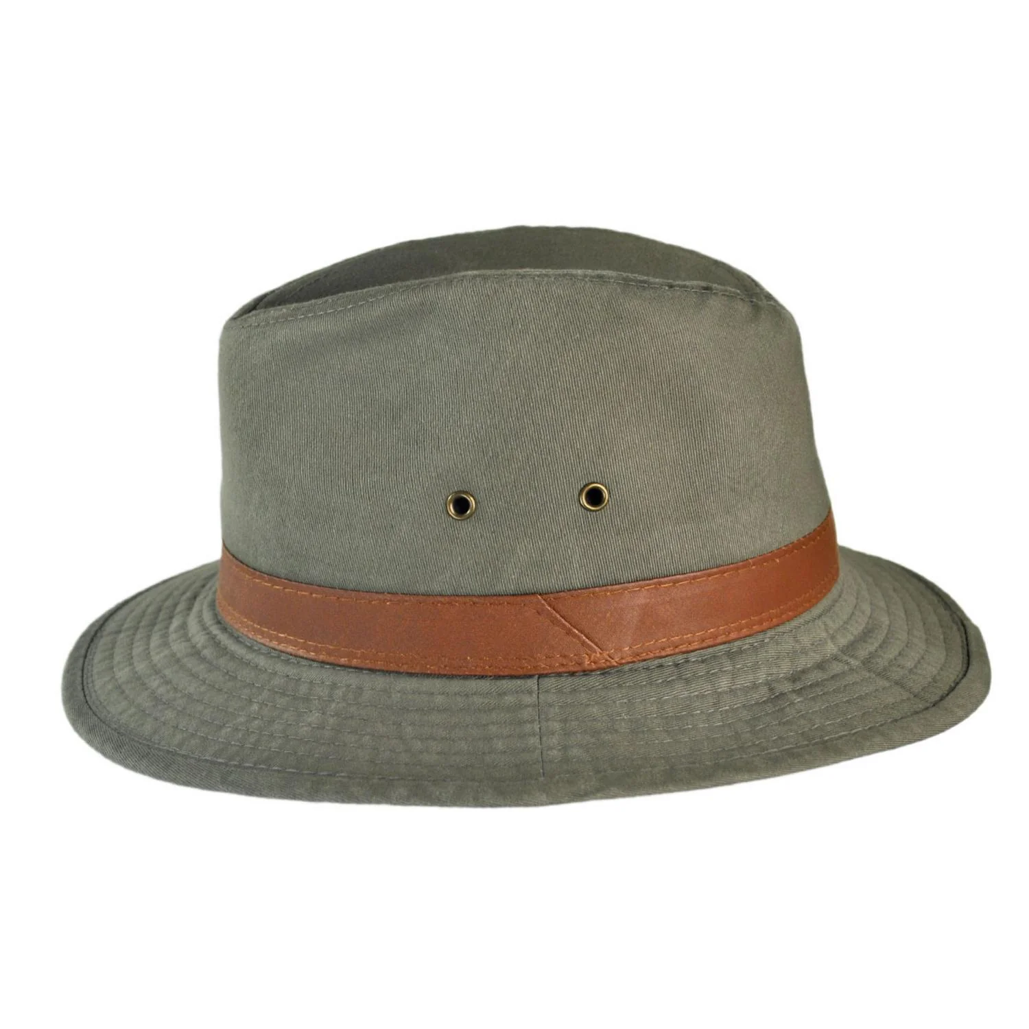 Packable Cotton Twill Safari Fedora Hat - Image 7