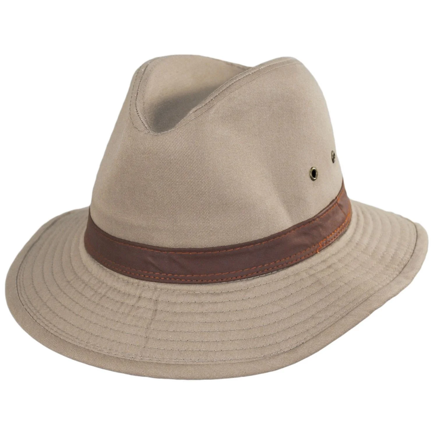 Packable Cotton Twill Safari Fedora Hat - Image 9