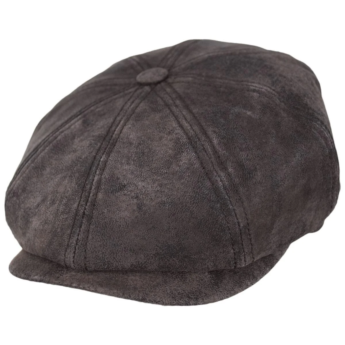 Pigskin Distressed Leather Newsboy Cap - Image 5